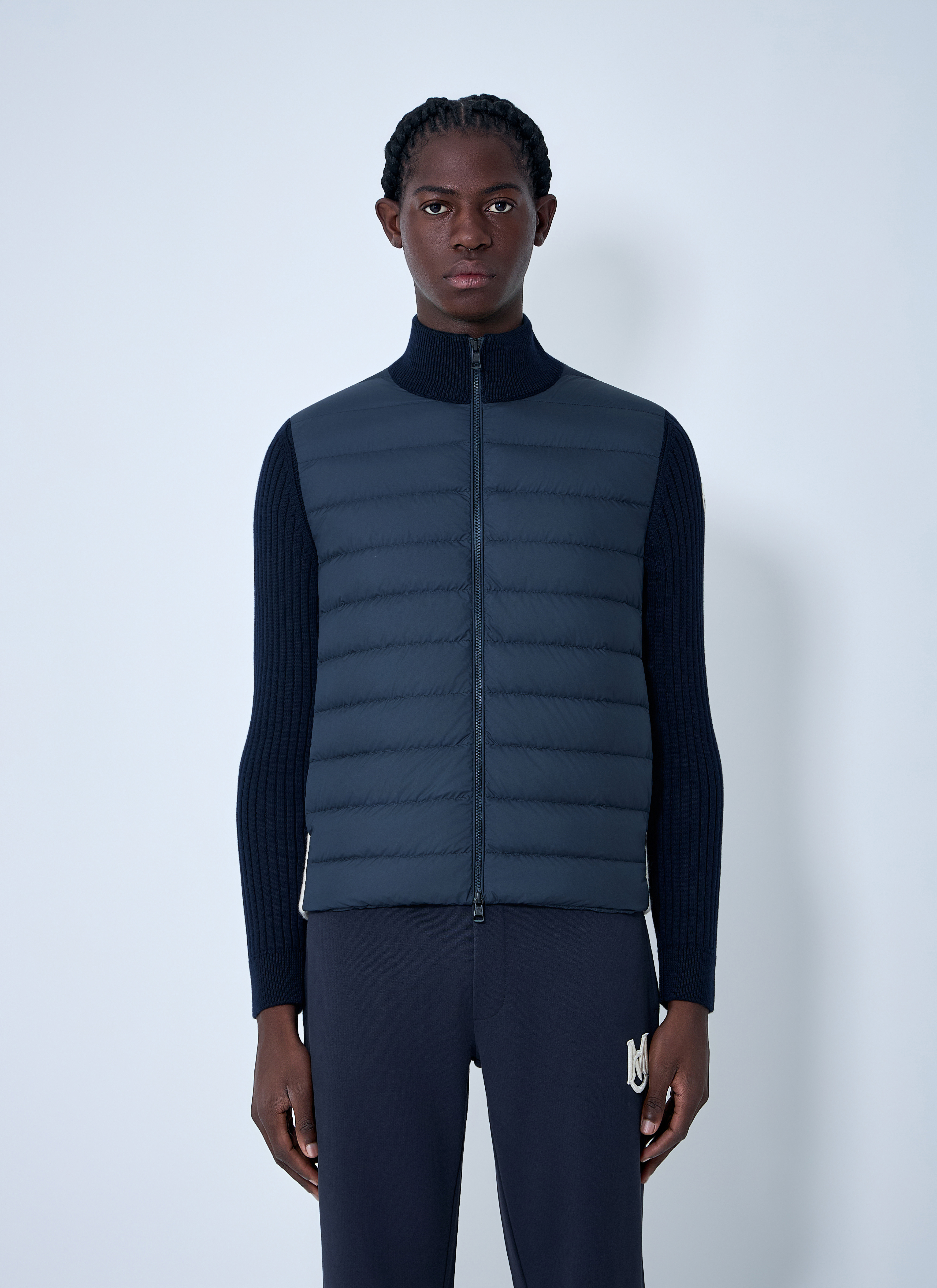 Moncler Men's Navy Logo Motif Cardigan - Man Jackets Xl