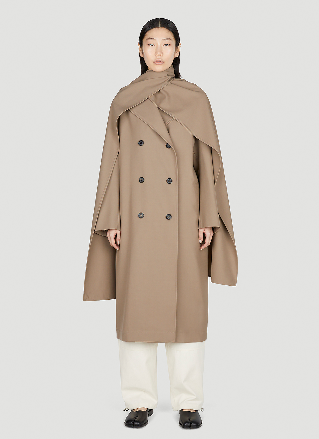 Double Breasted Scarf Trench Coat