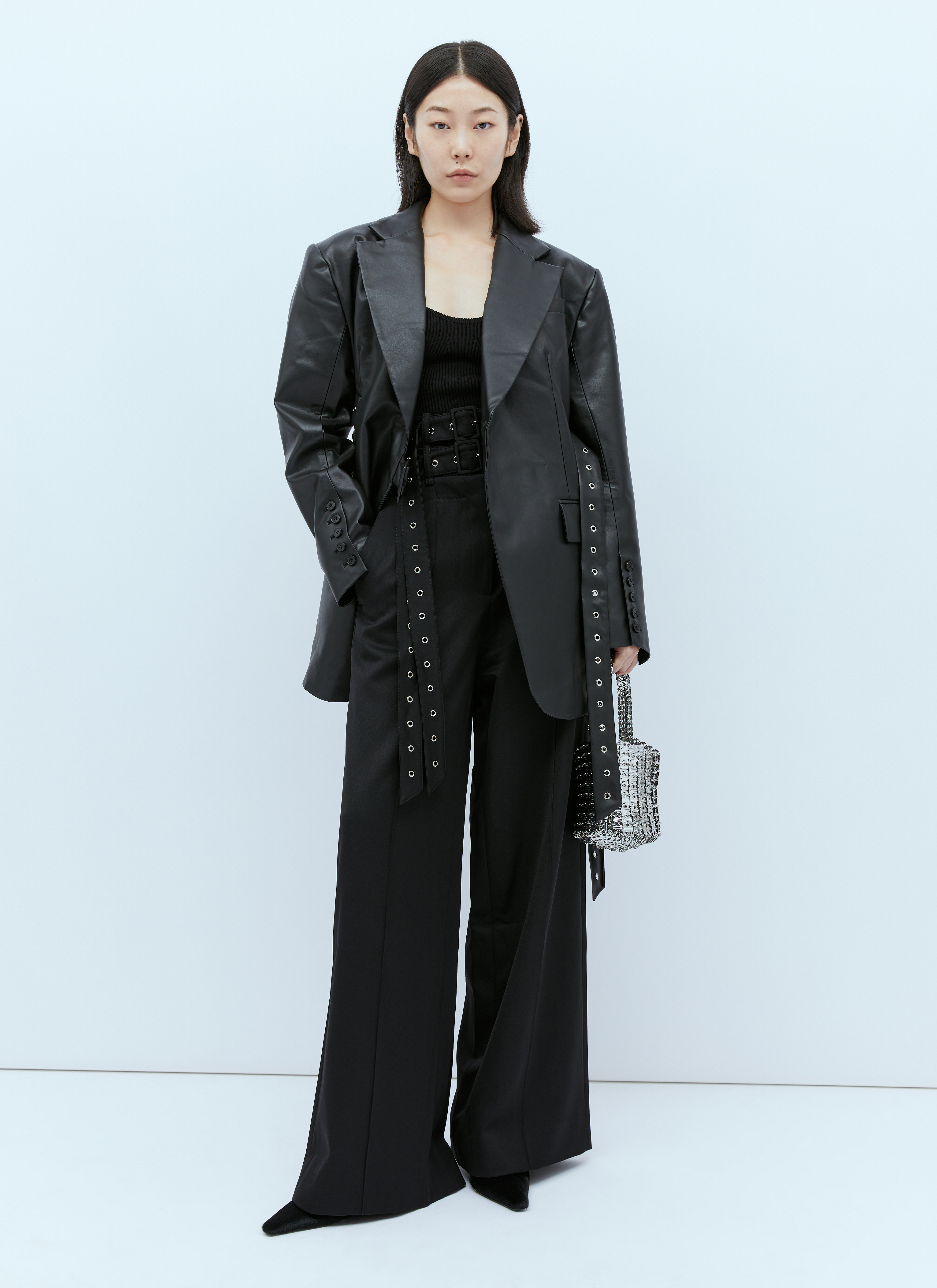 Rokh Women's' Double-Belt Tailored Pants in Black | LN-CC®