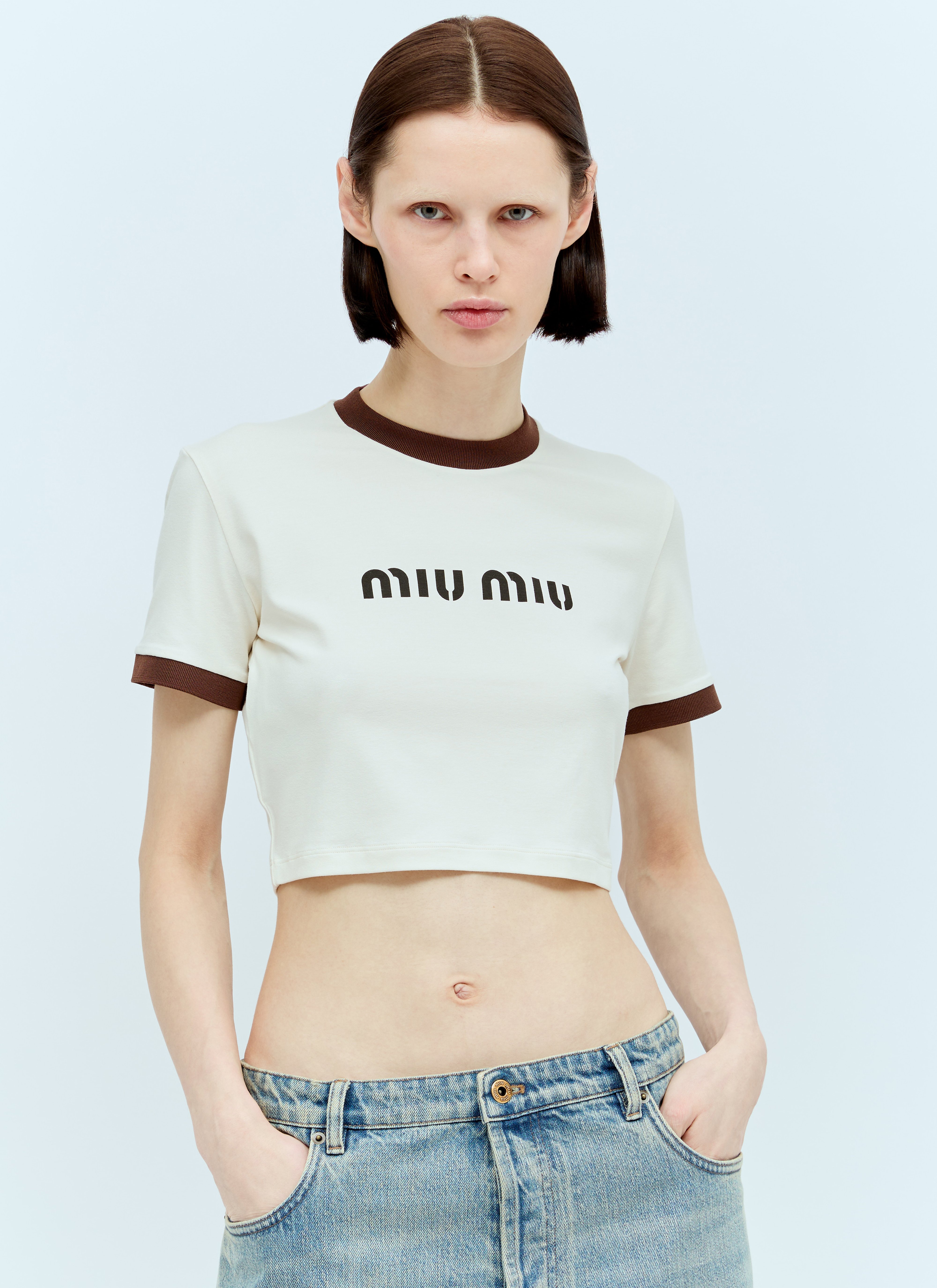 eimy istoire♡mint tops free size+demim24 eimy istoire eimy Pearl Logo Fit T-shirt