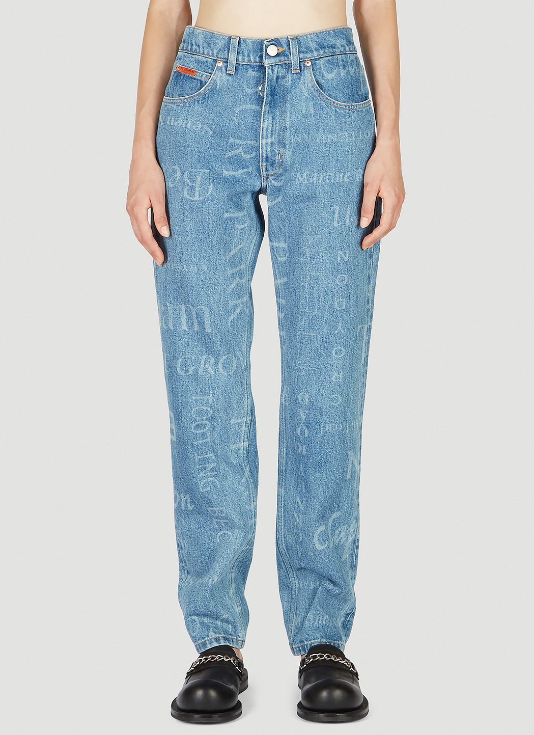 Laser Print Straight Cut Jeans