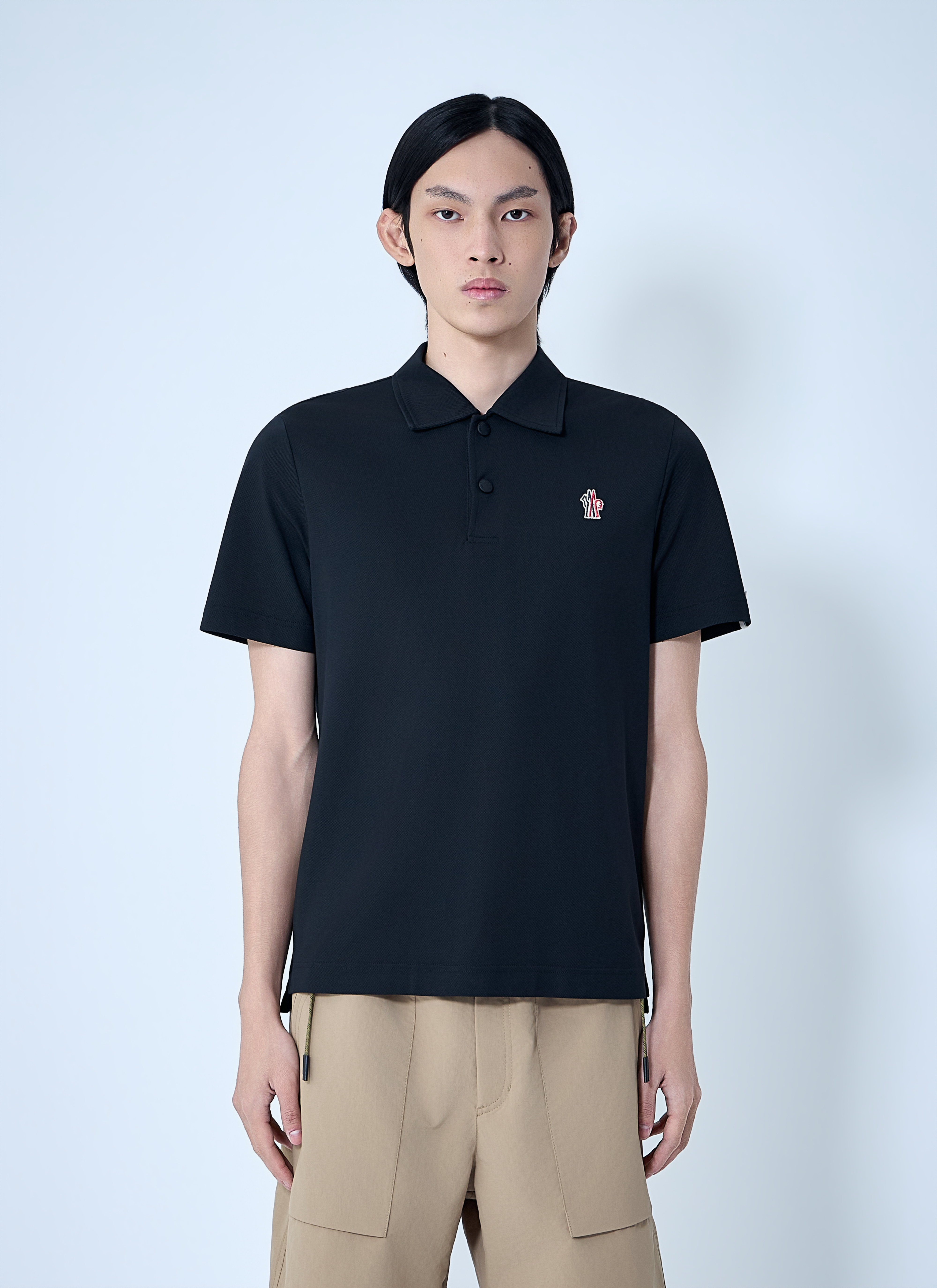 Moncler Grenoble Men's' Embroidered Logo Polo Shirt in Black | LN-CC®