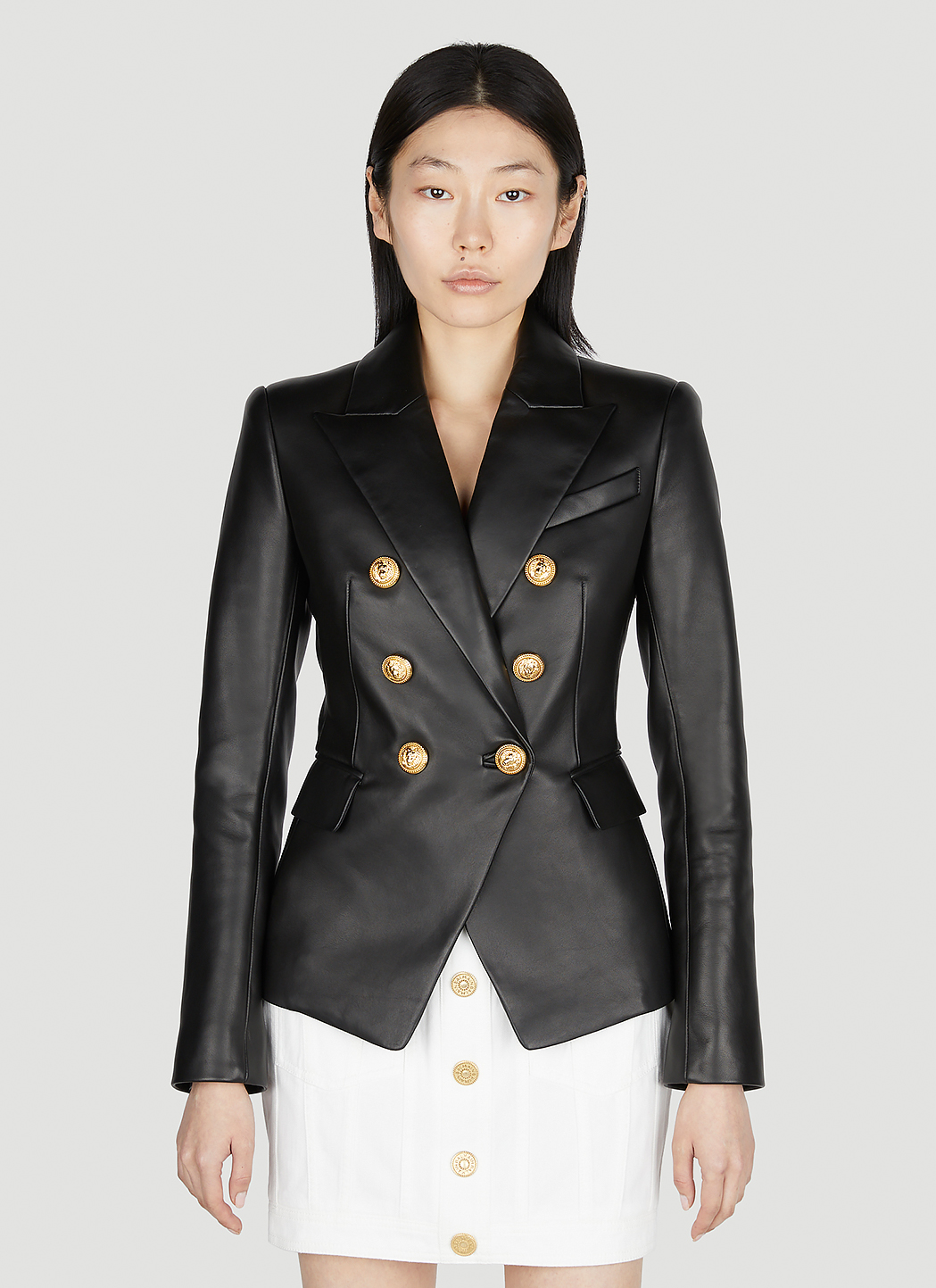Balmain Leather Blazer in Black | LN-CC