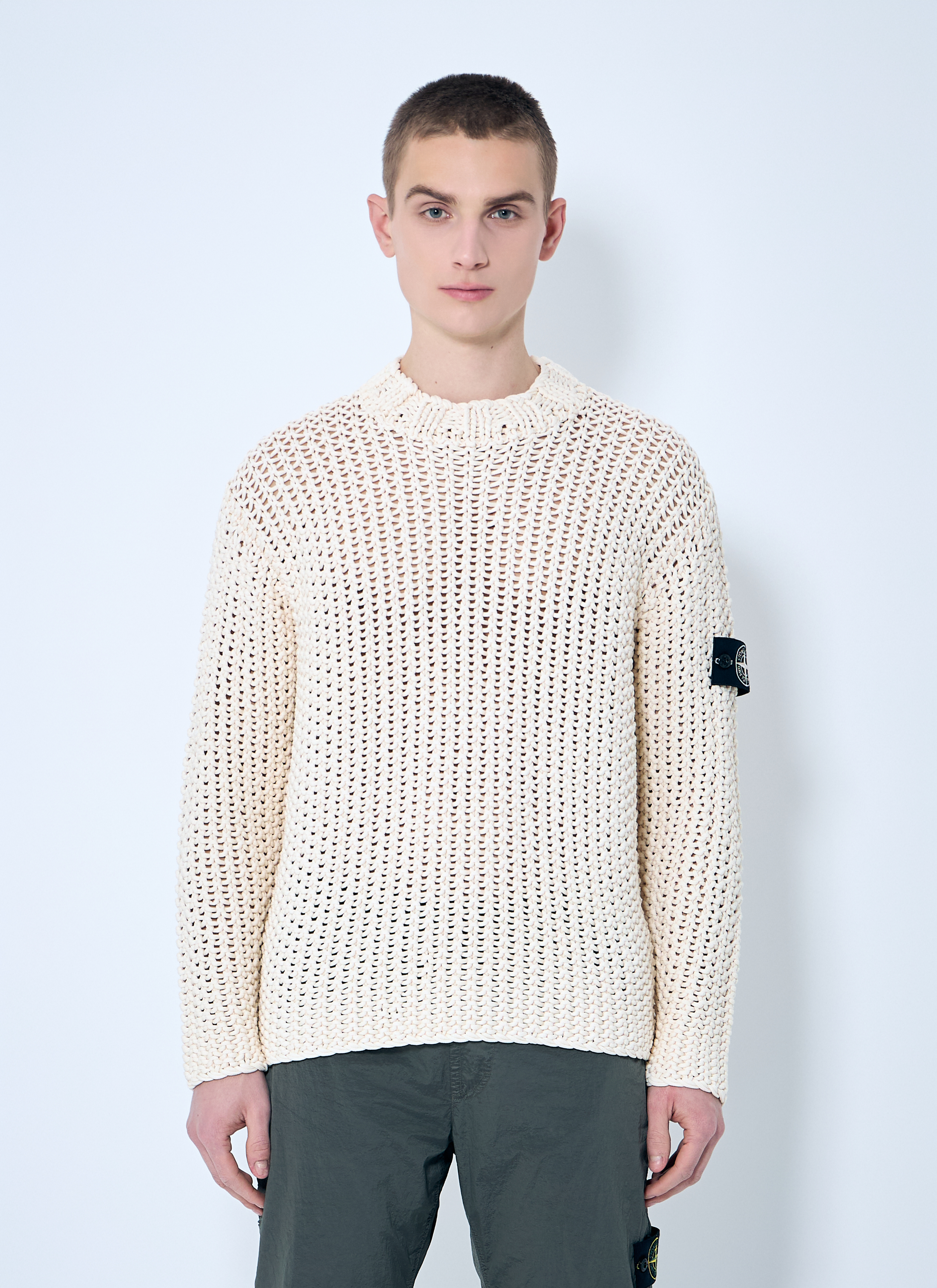 Stone Island UV-Reactive Crochet Sweater en Beige pour homme | LN-CC®