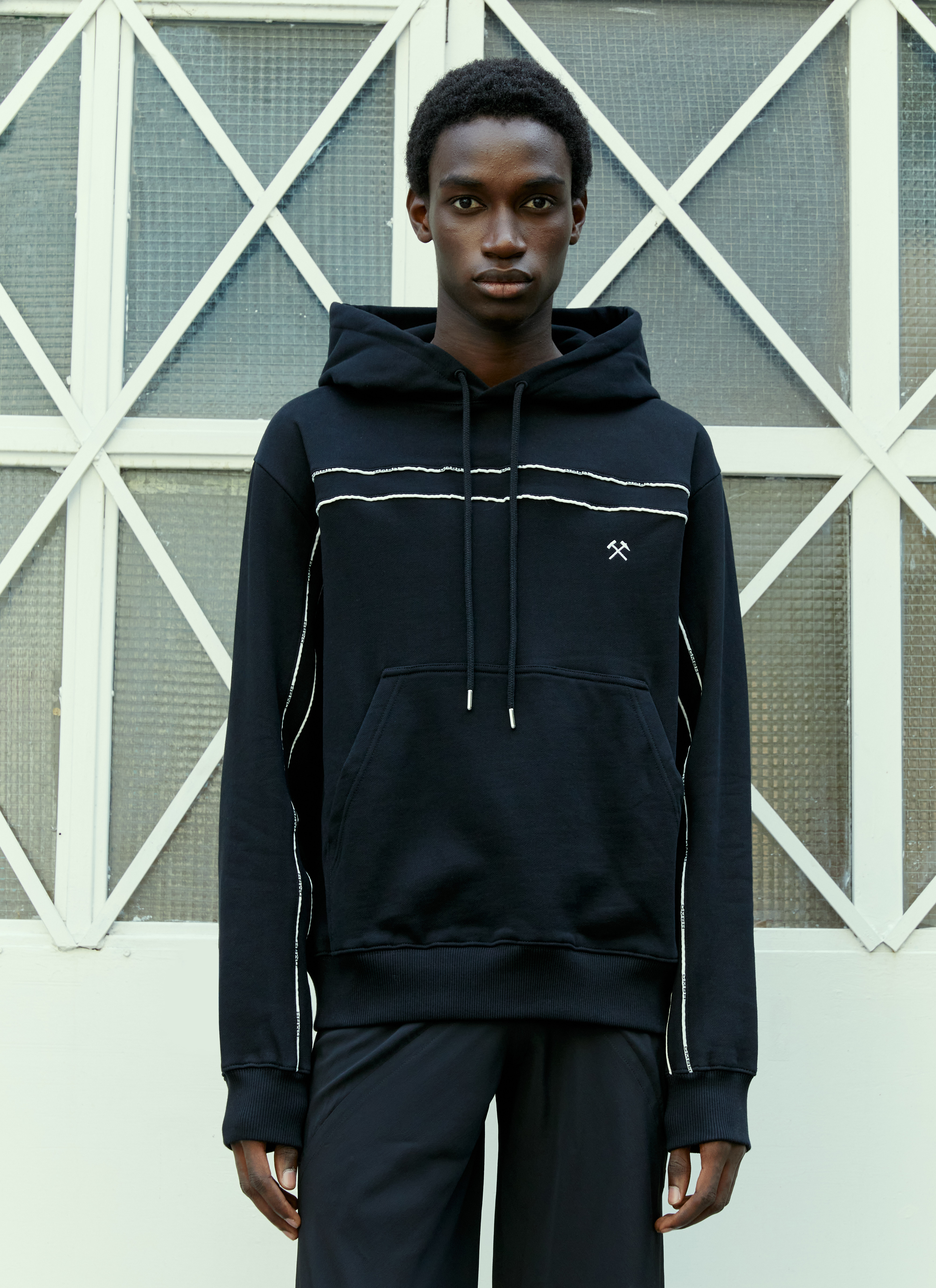 GmbH Men's' Piping Hooded Sweatshirt in Black | LN-CC®