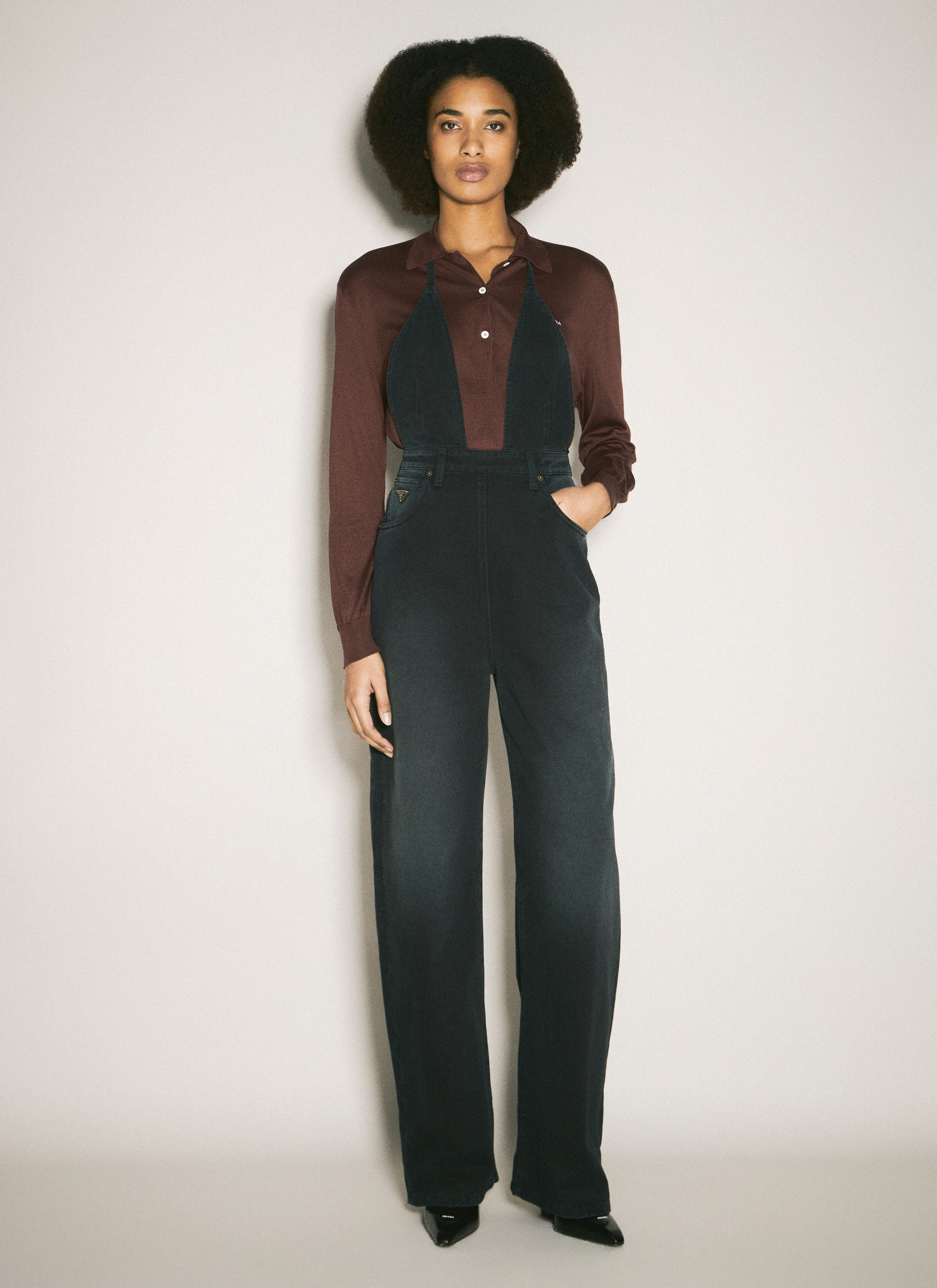 オールインワン・サロペット Prada Black Re-Nylon and crepe jumpsuit 2_01e12196-1c77-4a82-a906-
