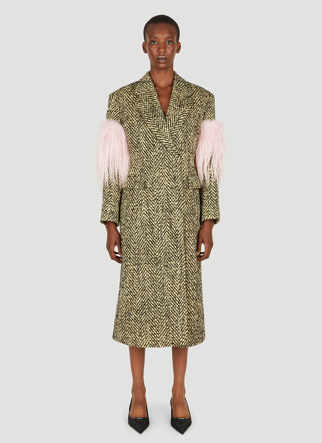 Faux Fur Herringbone Coat