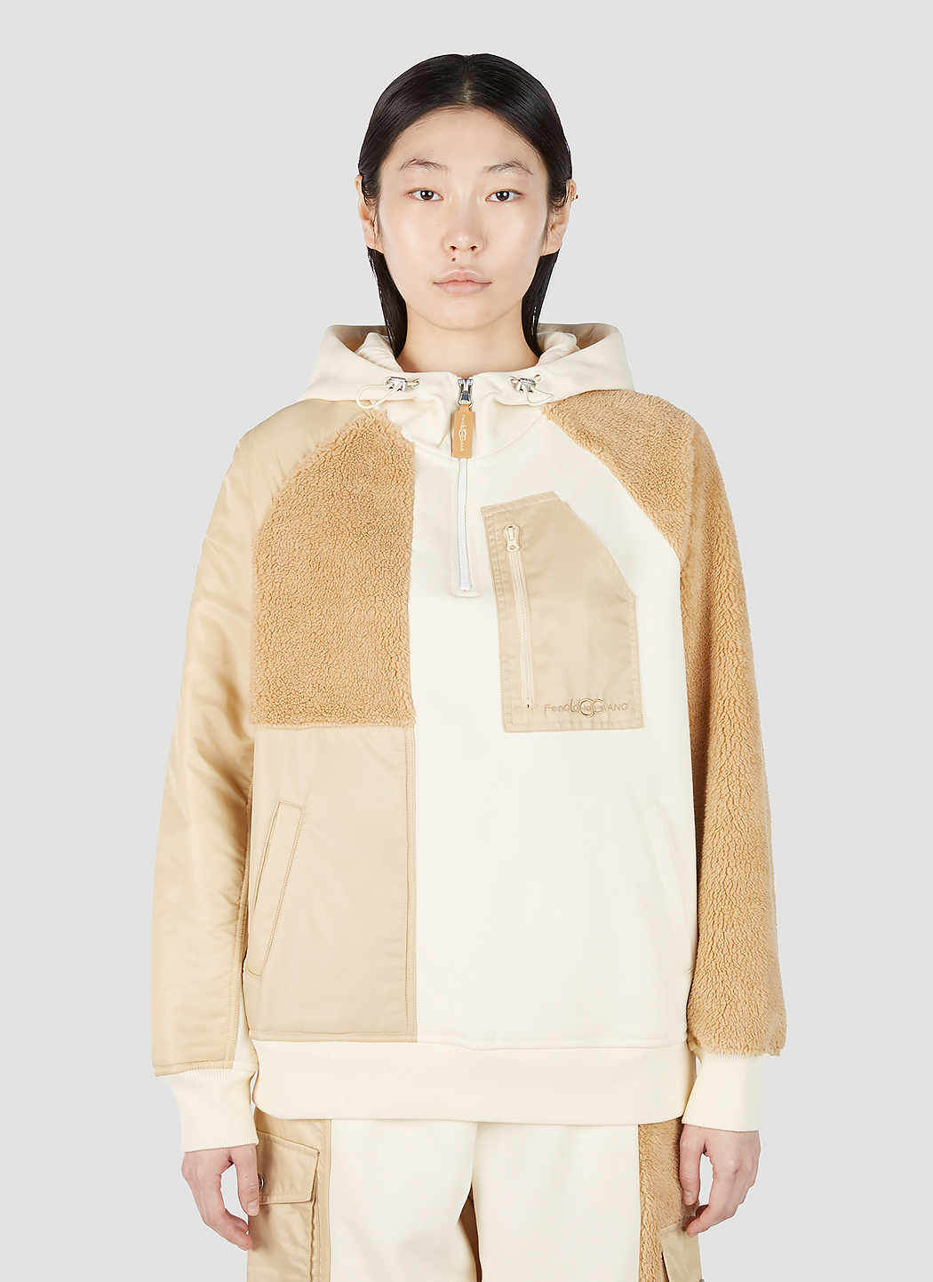 Contrast Panel Hooded Sweatshirt