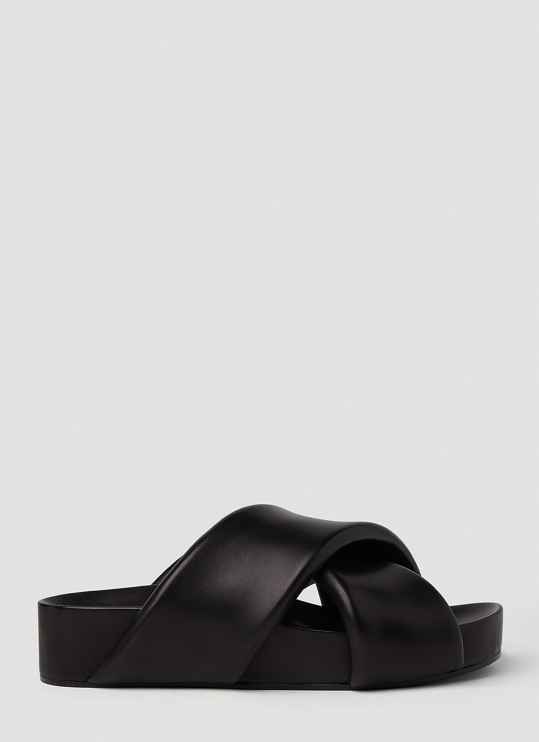 ★Jil Sander★ Cross Strap Nappa Slides Black JS38044A152000 Jil Sander Black Cross-Strap Slides Jil Sander