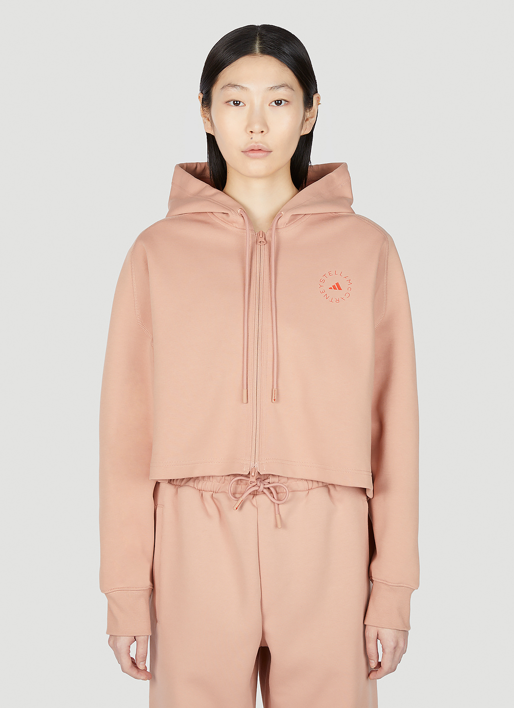 Logo Print Cropped Hooded Sweatshirt