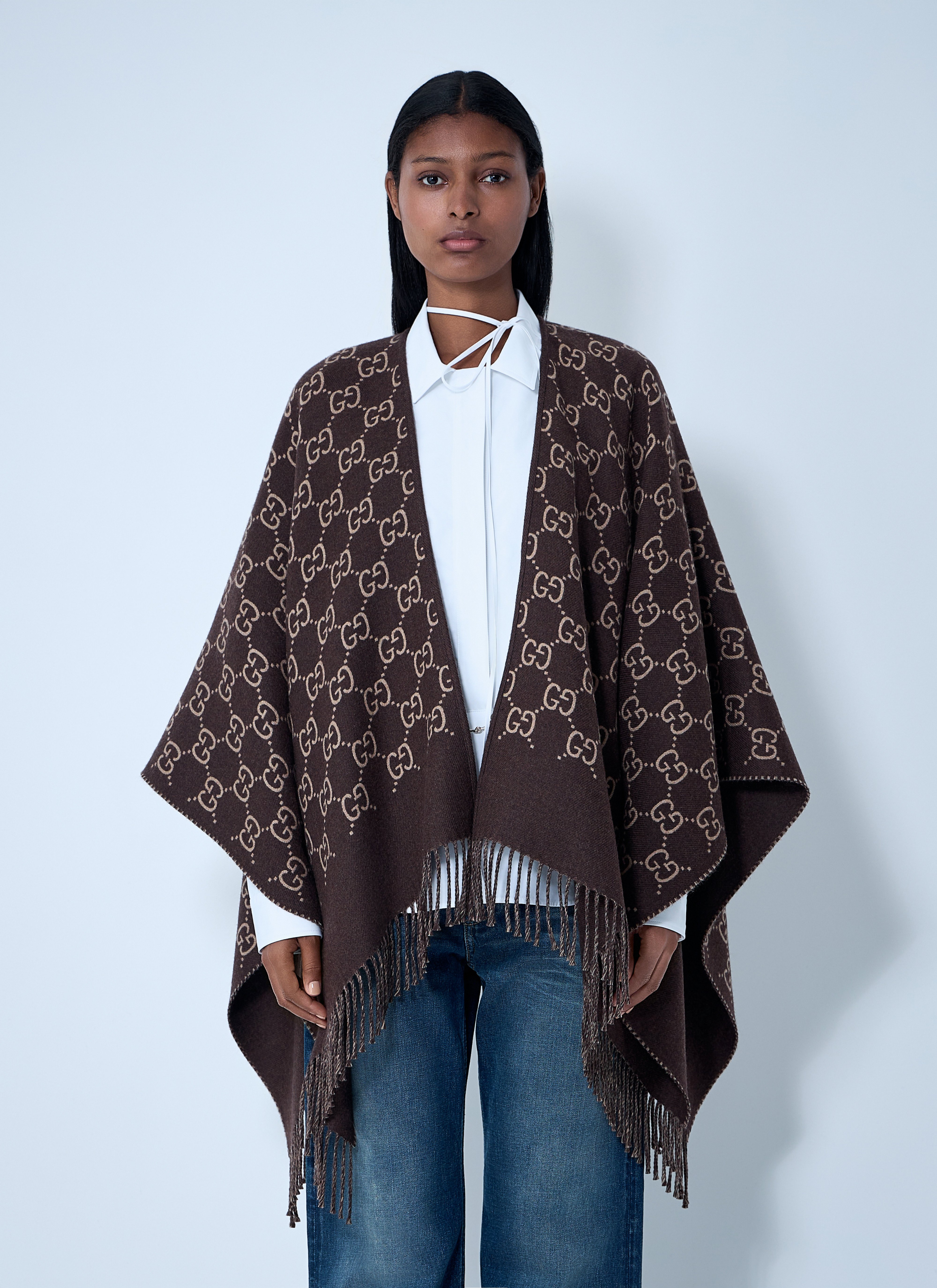 Gucci GG Wool Jacquard Cape in Brown für Damen | LN-CC®