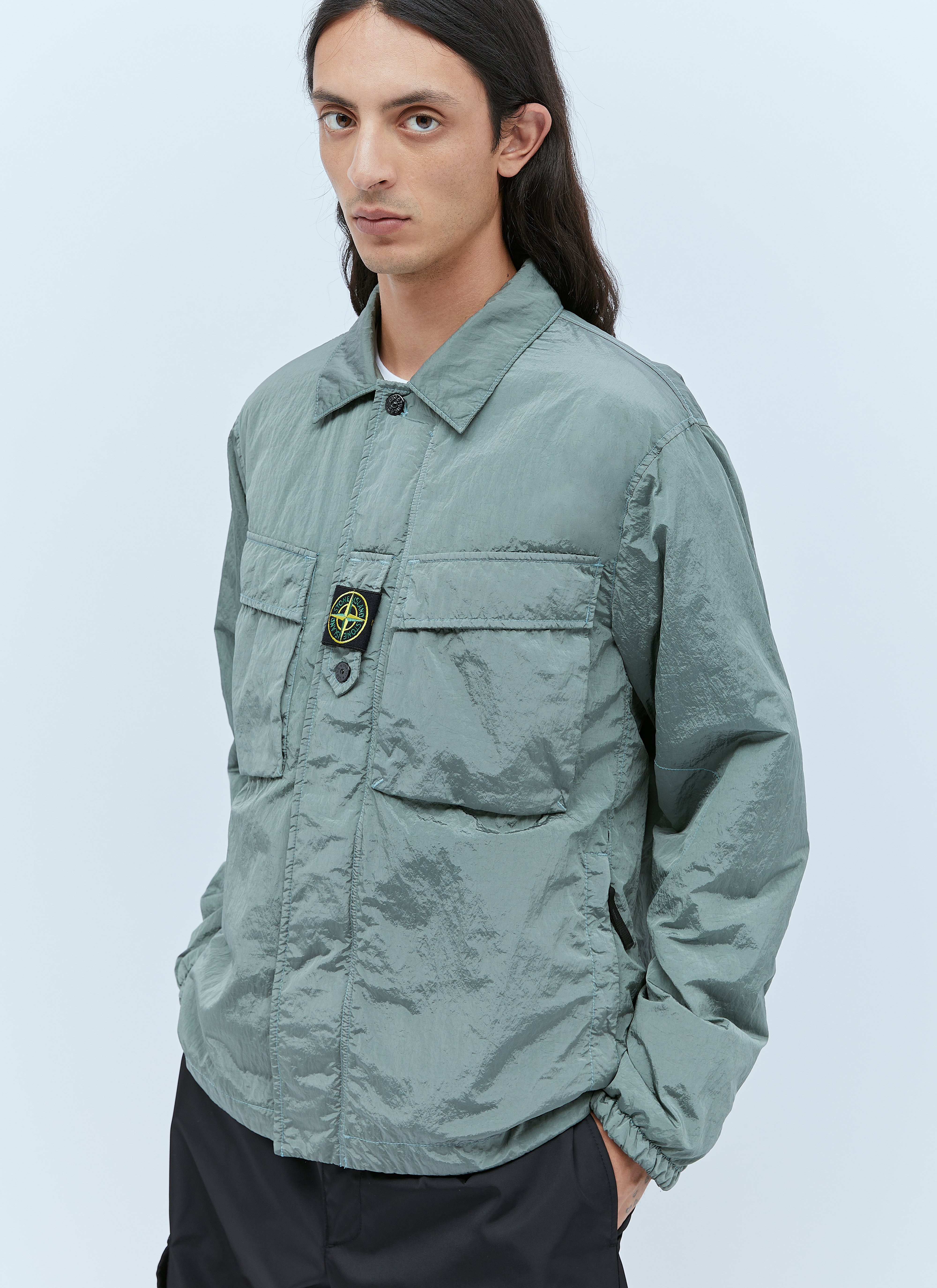 Stone Island Men's' Compass Patch Jacket in Green | LN-CC®