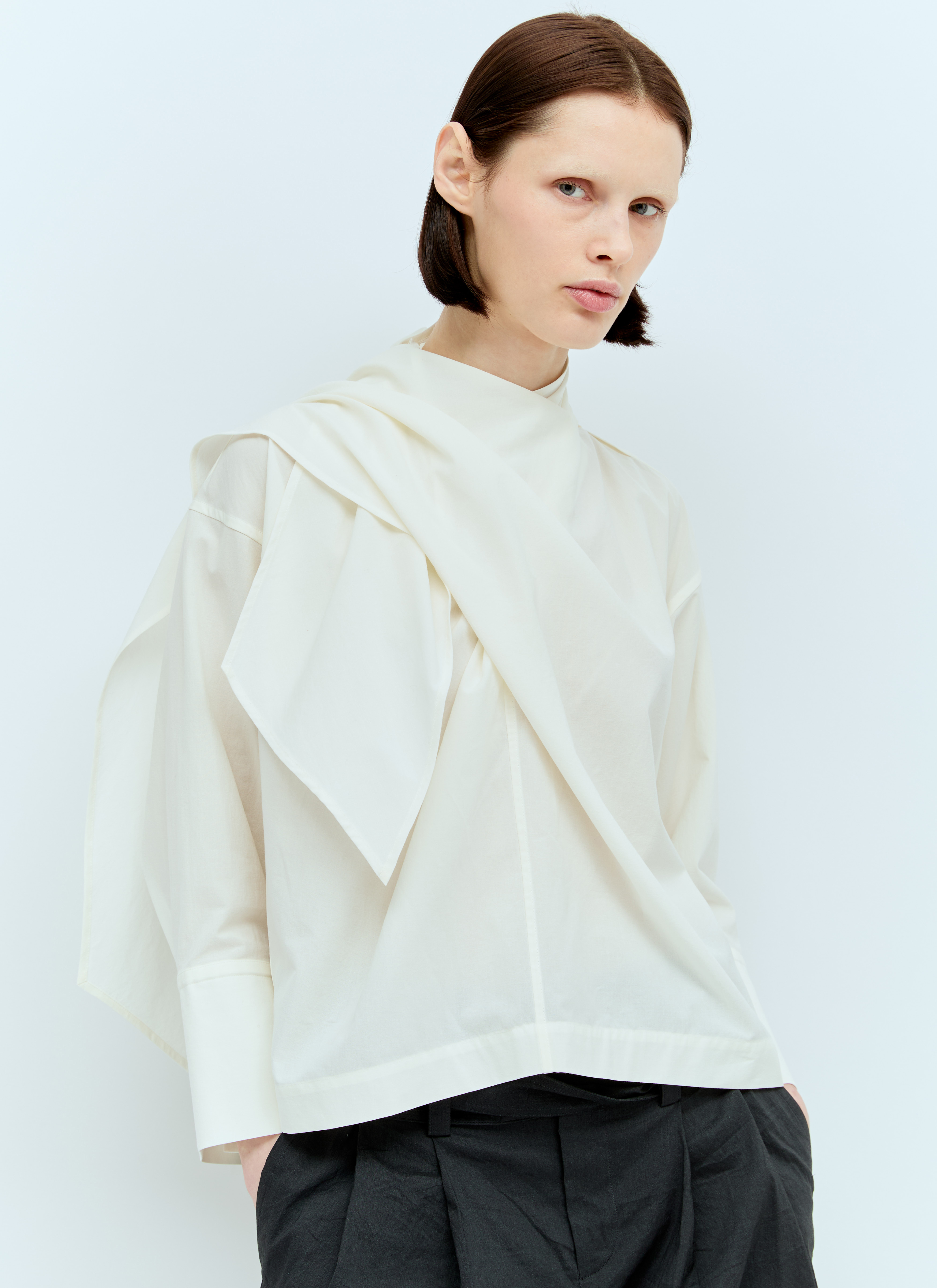 Issey Miyake Women's' Cotton Voile Shirt in White | LN-CC®
