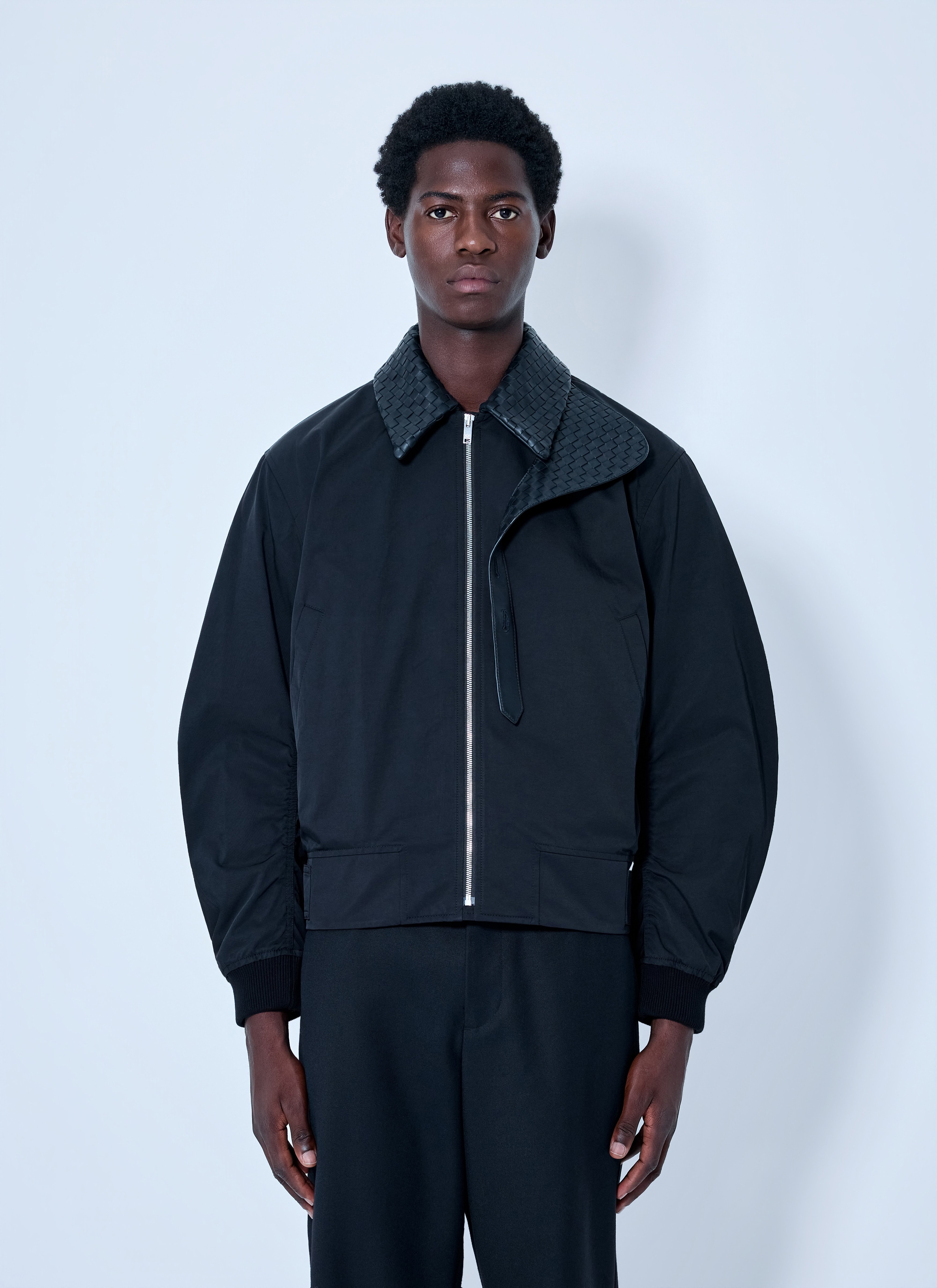 BOTTEGA VENETA Bottega Veneta Intrecciato Leather-Trimmed Twill Blouson Jacket