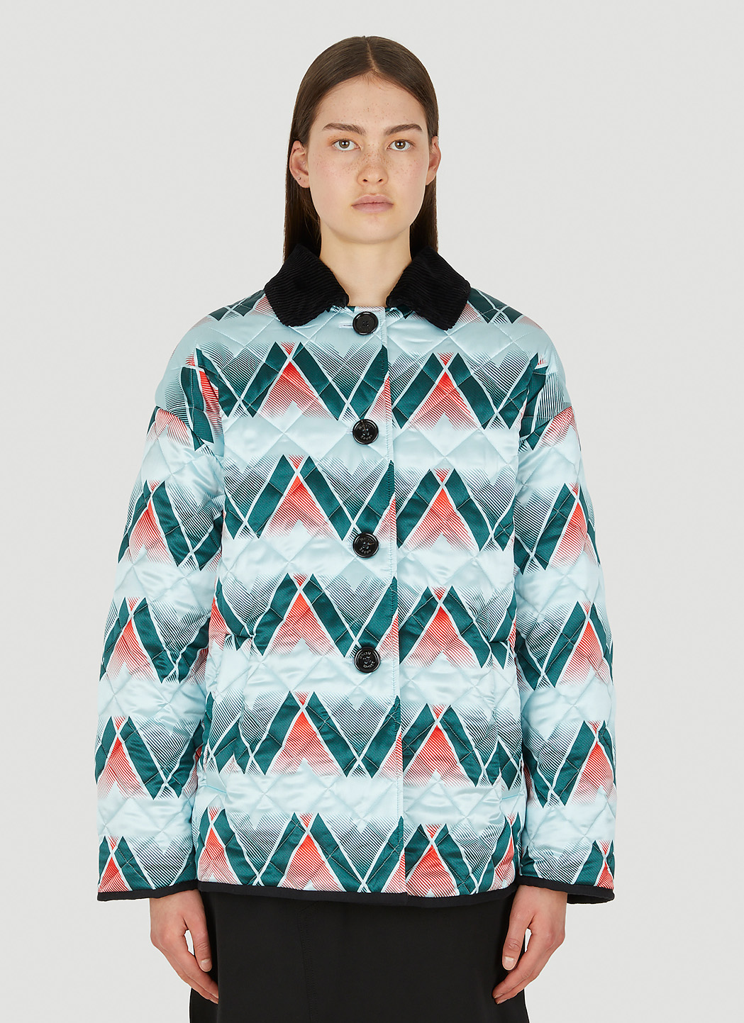 Graphic Print Quilted Jacket