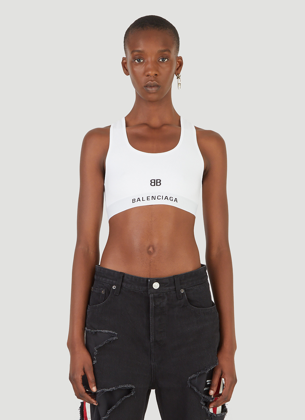 Balenciaga Logo Sports Bra in White | LN-CC