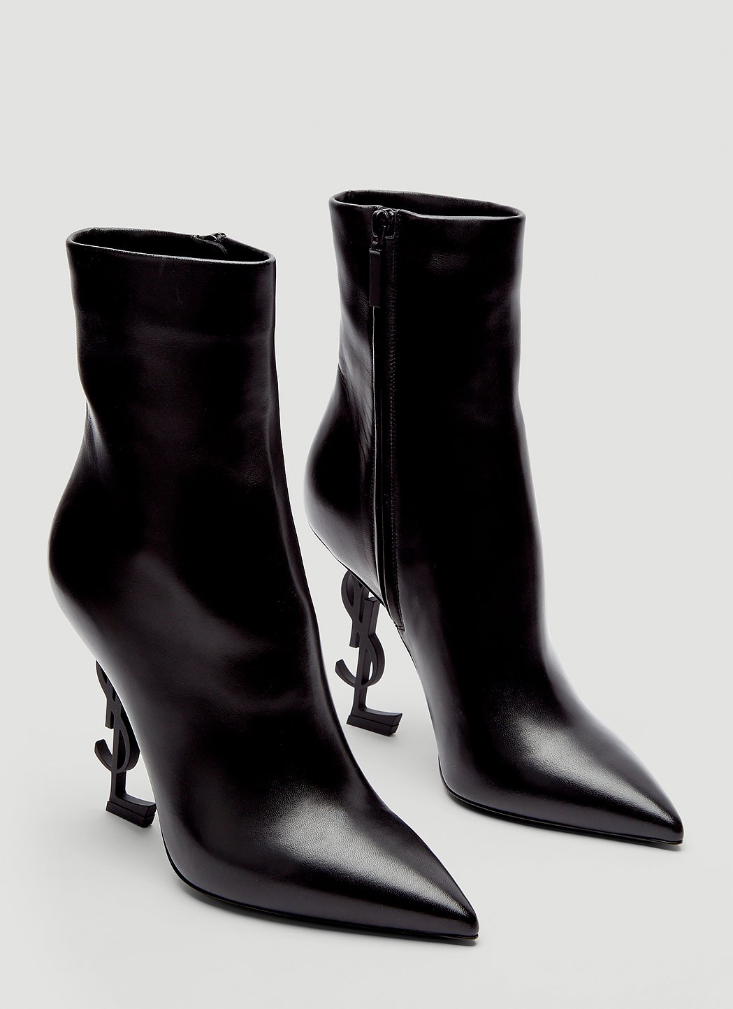 Saint Laurent Women's Opyum YSL Heeled Boots in Black | LN-CC