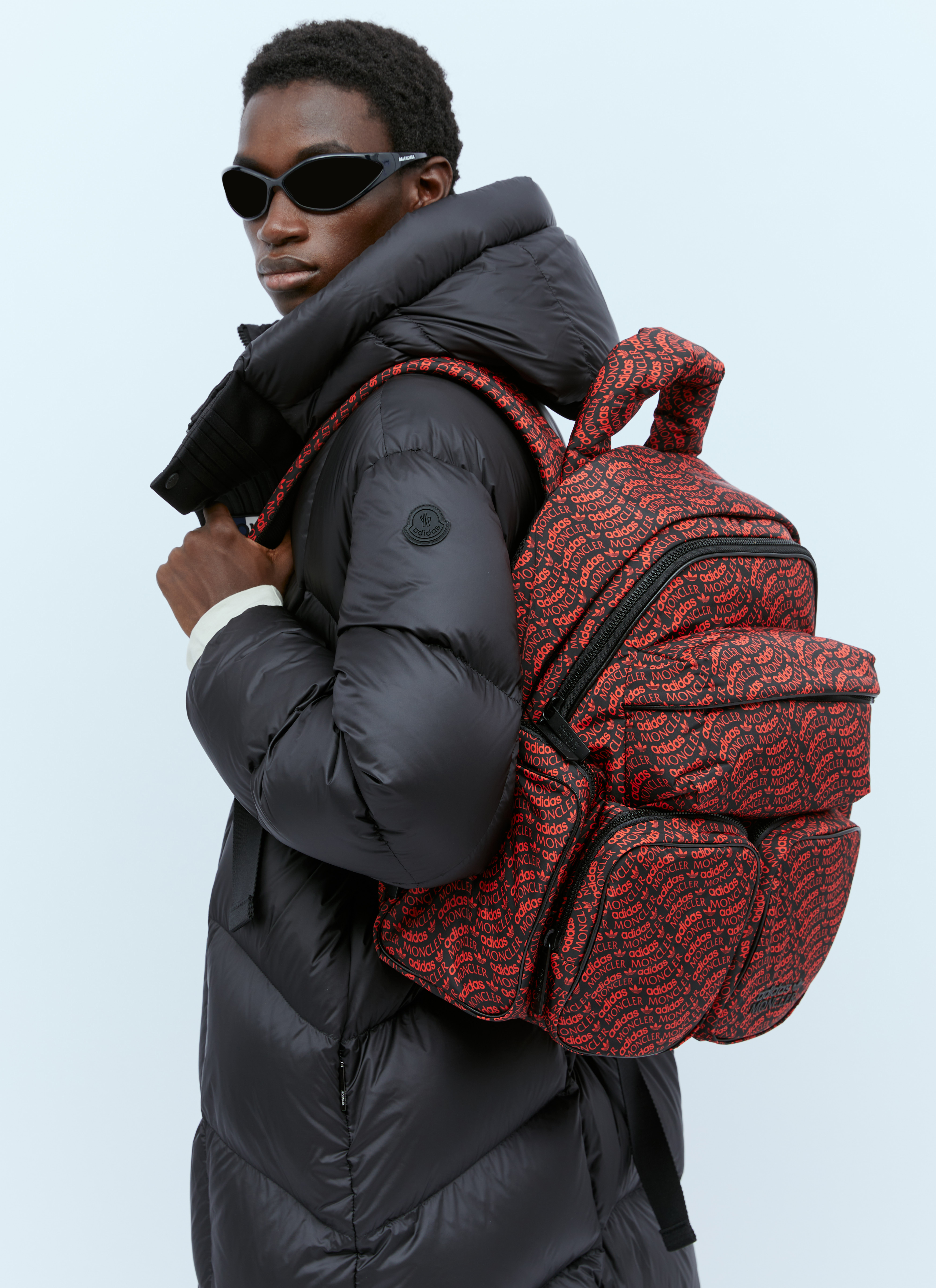 Moncler x adidas Originals Logo Print Backpack Black & White