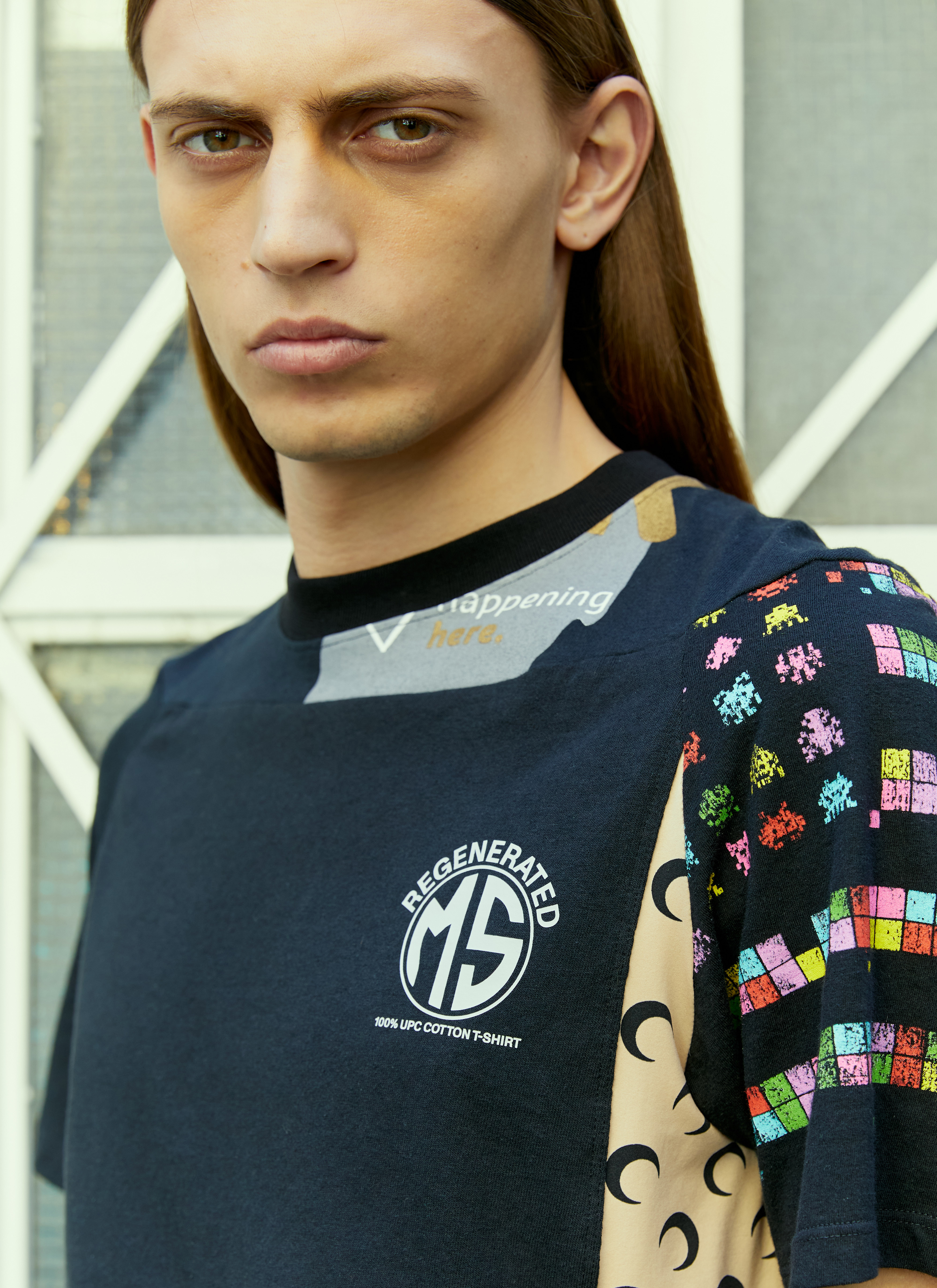 Marine Serre Men's' Regenerated Graphic T-Shirt in Black | LN-CC®