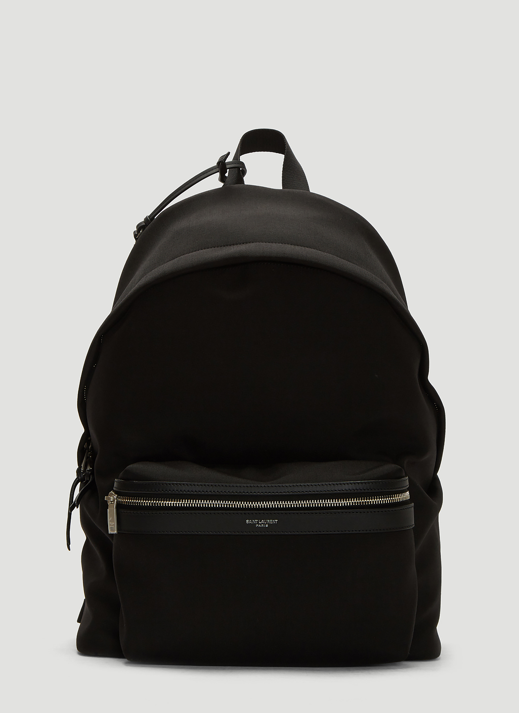 SAINT LAURENT ブラックリュック CITY backpack in nylon ripstop and leather in Black | Saint