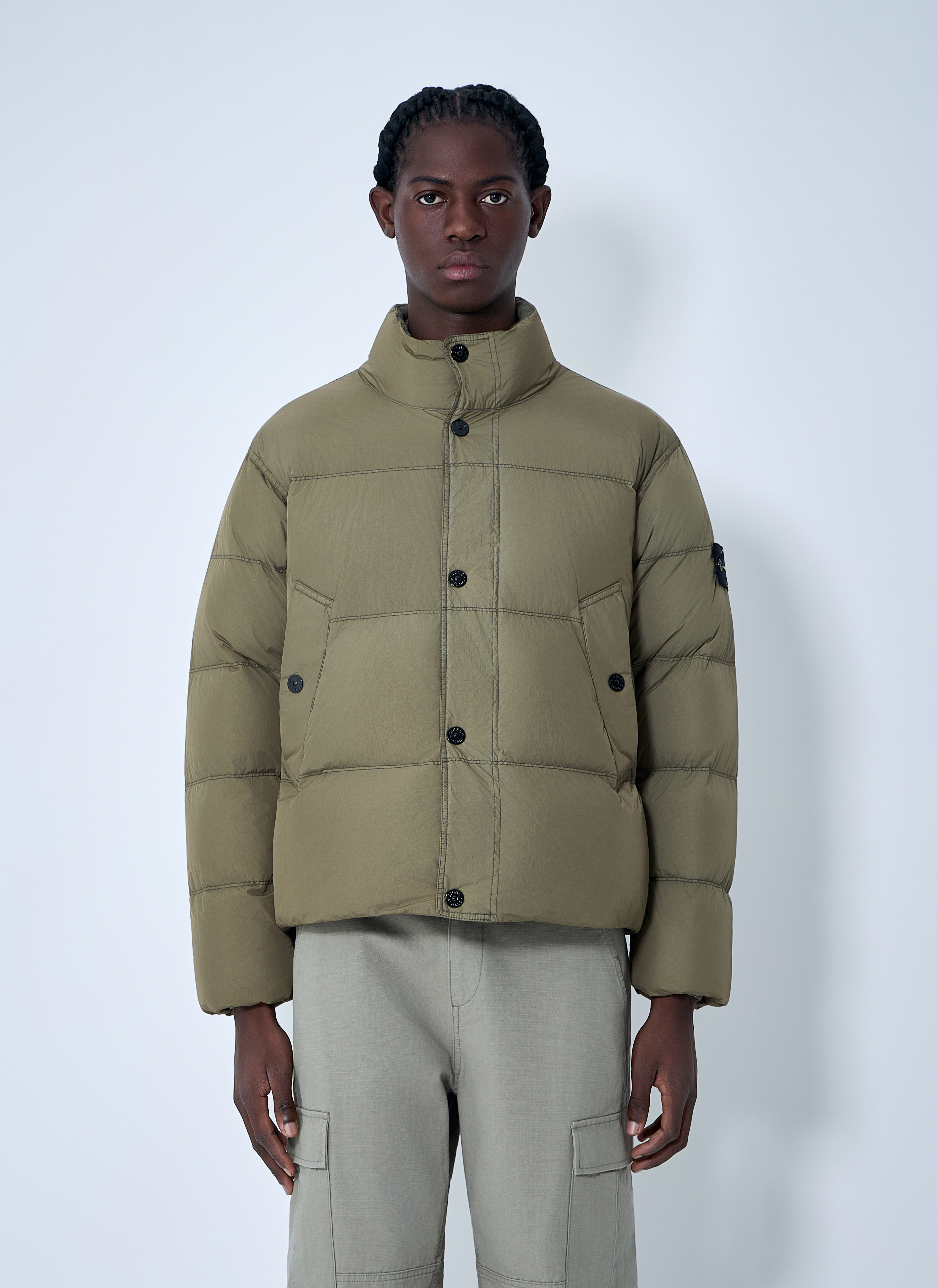 Stone Island Men's Green Logo Patch Bomber Jacket - Man Jackets L