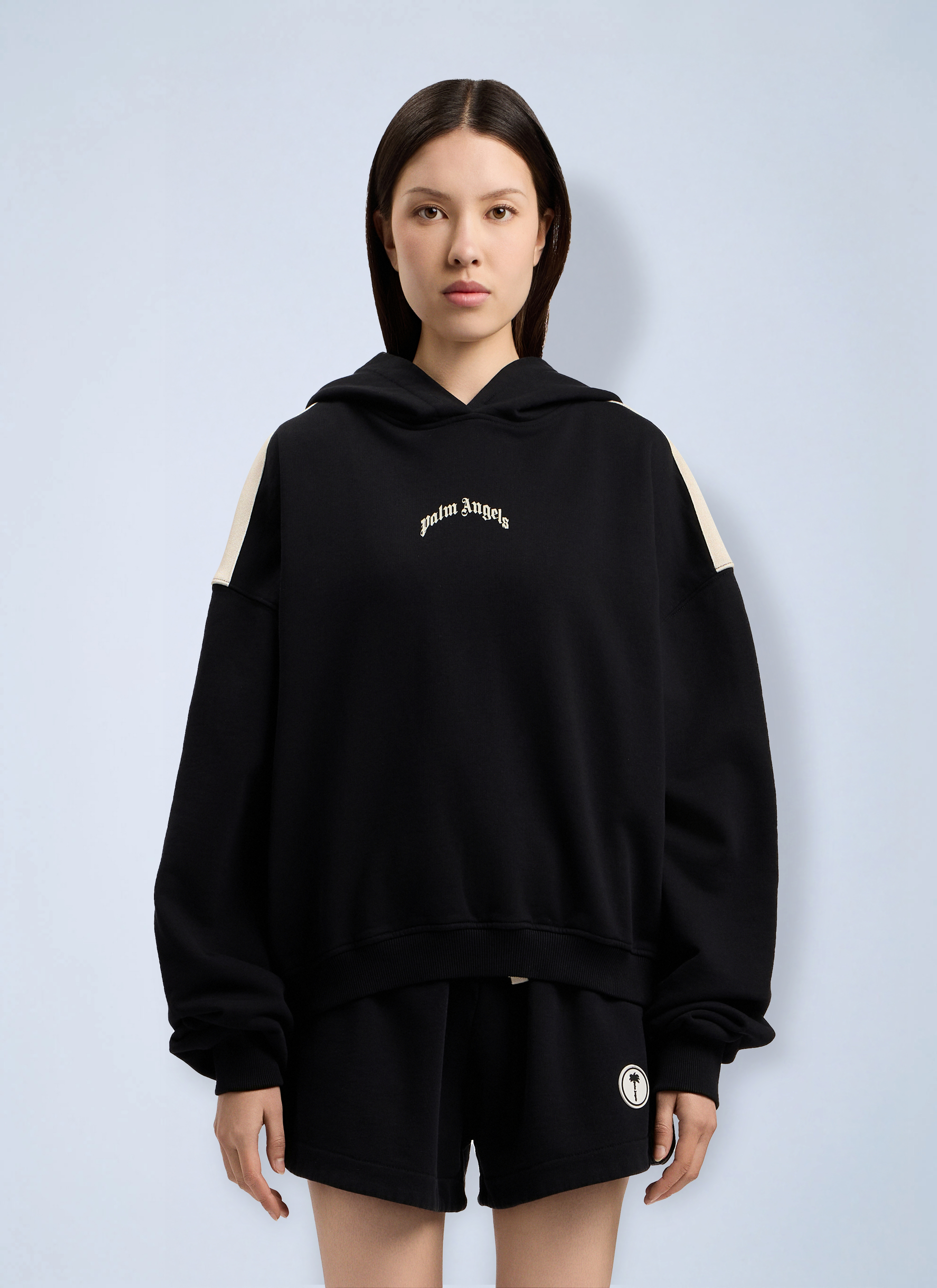 Palm Angels Palm Angels Curved Logo Loose Crop Hoodie