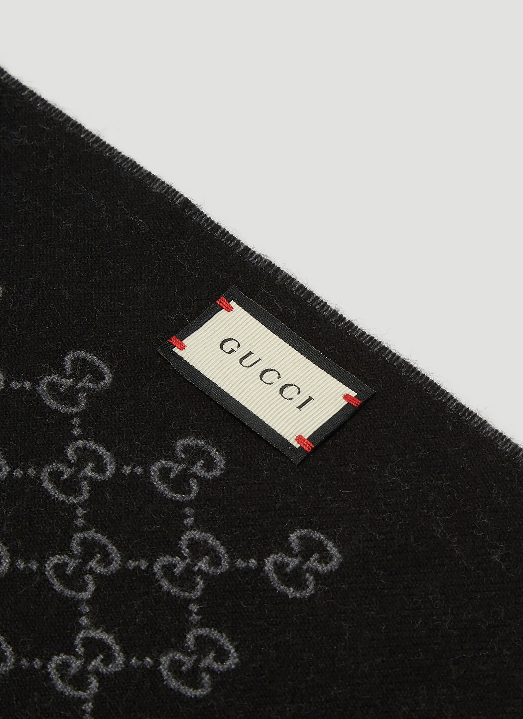 Double jacquard GG wool scarf — Anthracite/black — foto 5