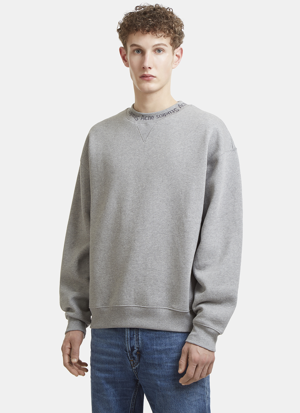 Acne Studios Flogho Logo Crew Neck Sweater in Grey | LN-CC