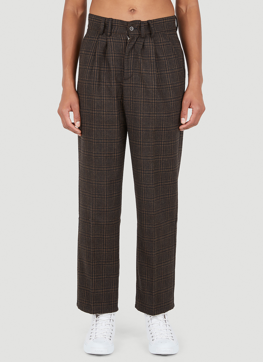 Front Pleat Check Pants
