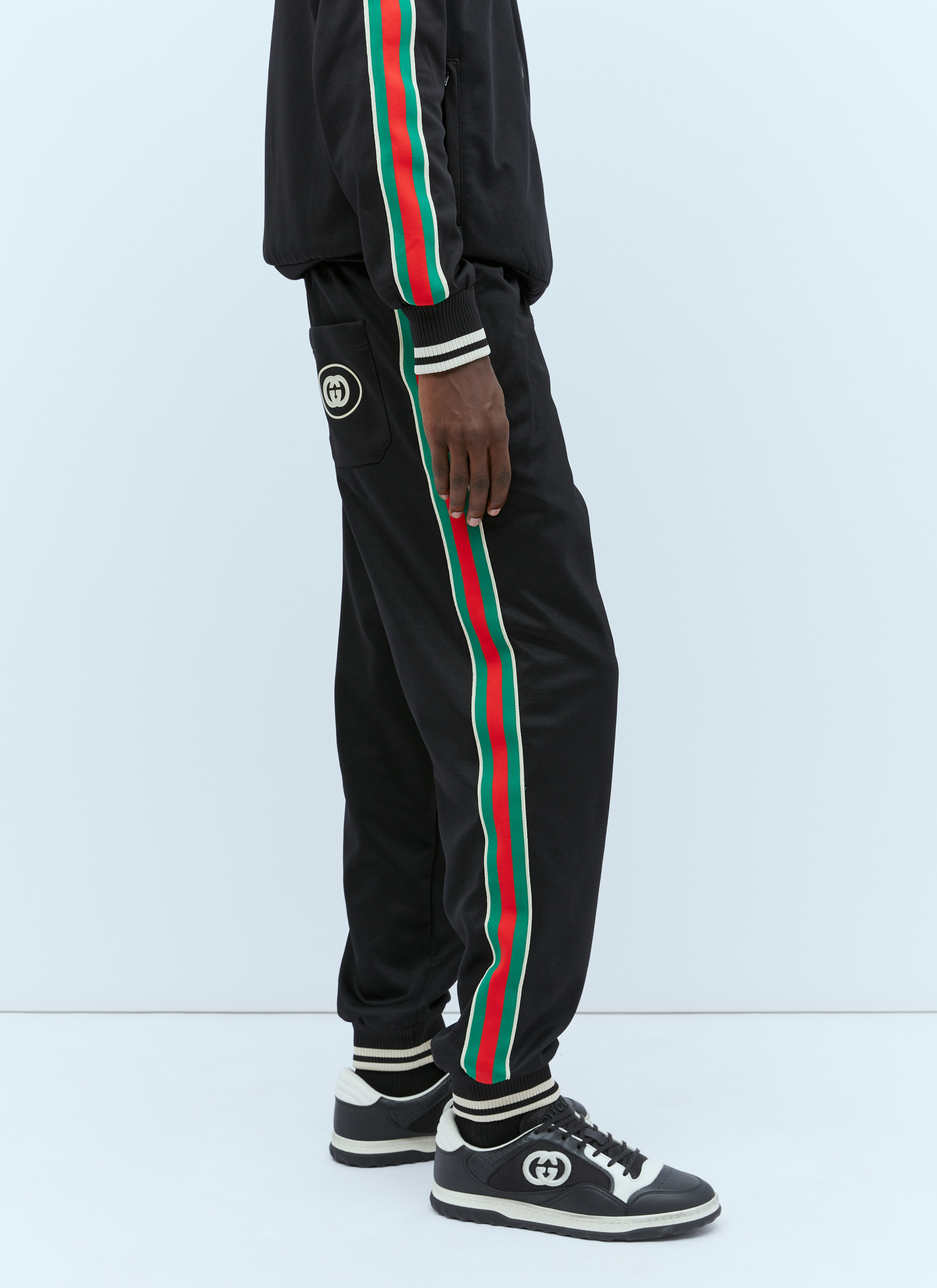 Gucci Navy & Red GG Monogram Jacquard Track Pants – Savonches