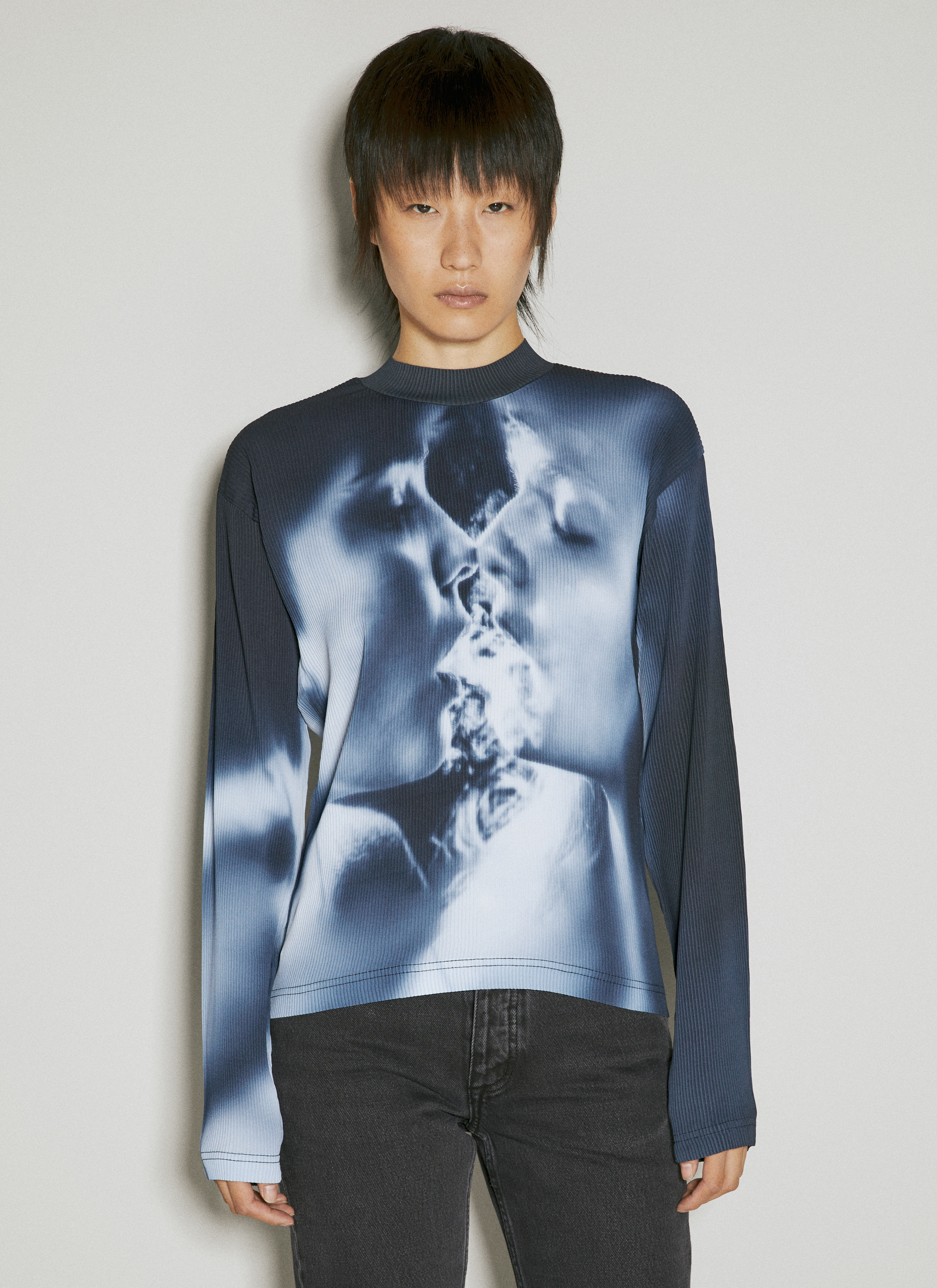 Eytys Women's' Jax Pleated Long Sleeve Top in Blue | LN-CC®