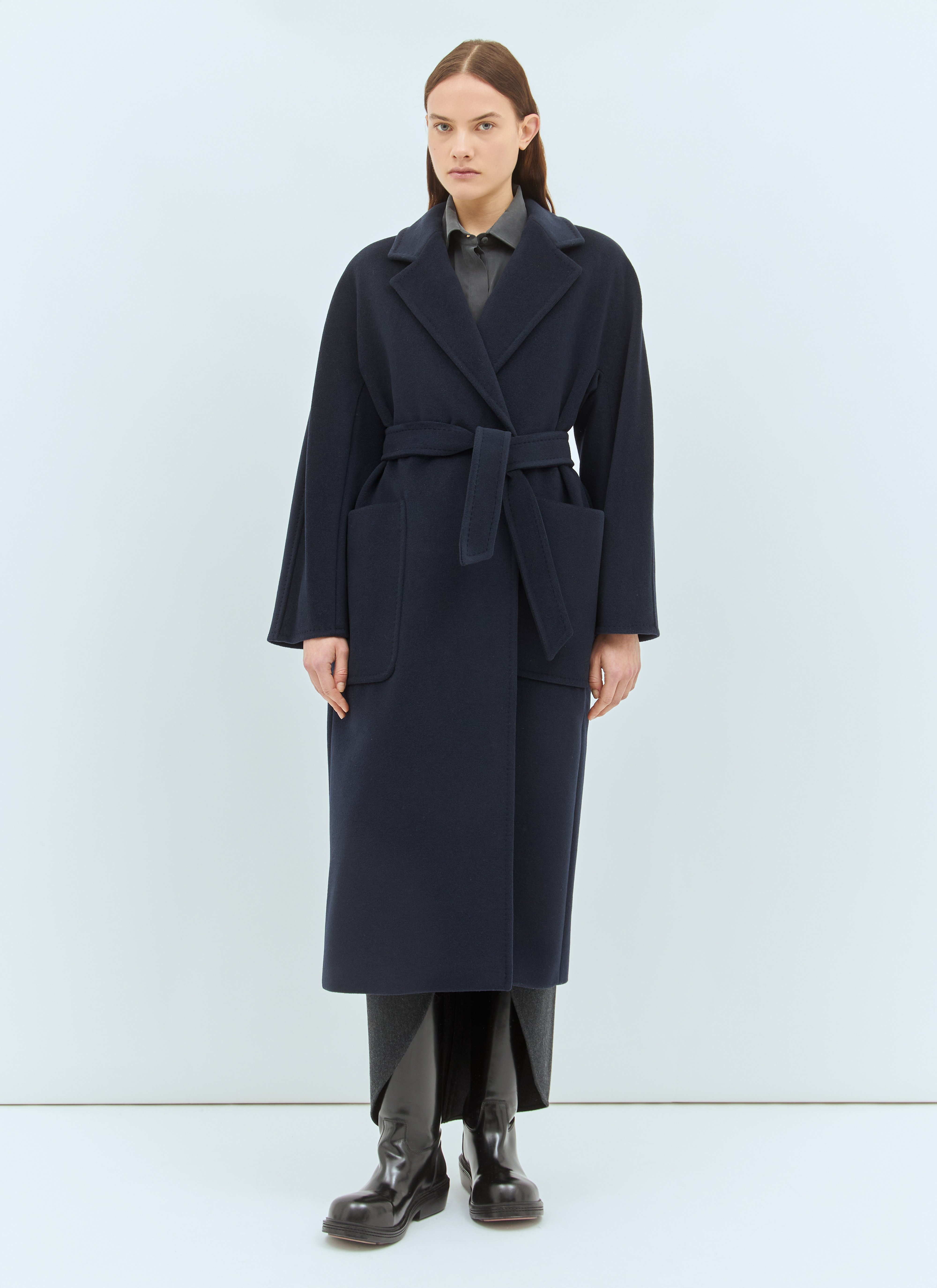 Max Mara Women's' Wool And Cashmere Robe Coat in Blue | LN-CC®