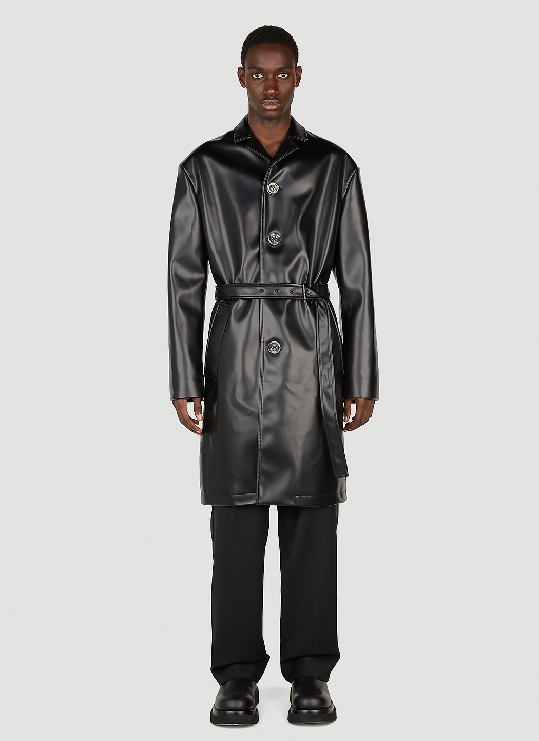 Faux Leather Trench Coat