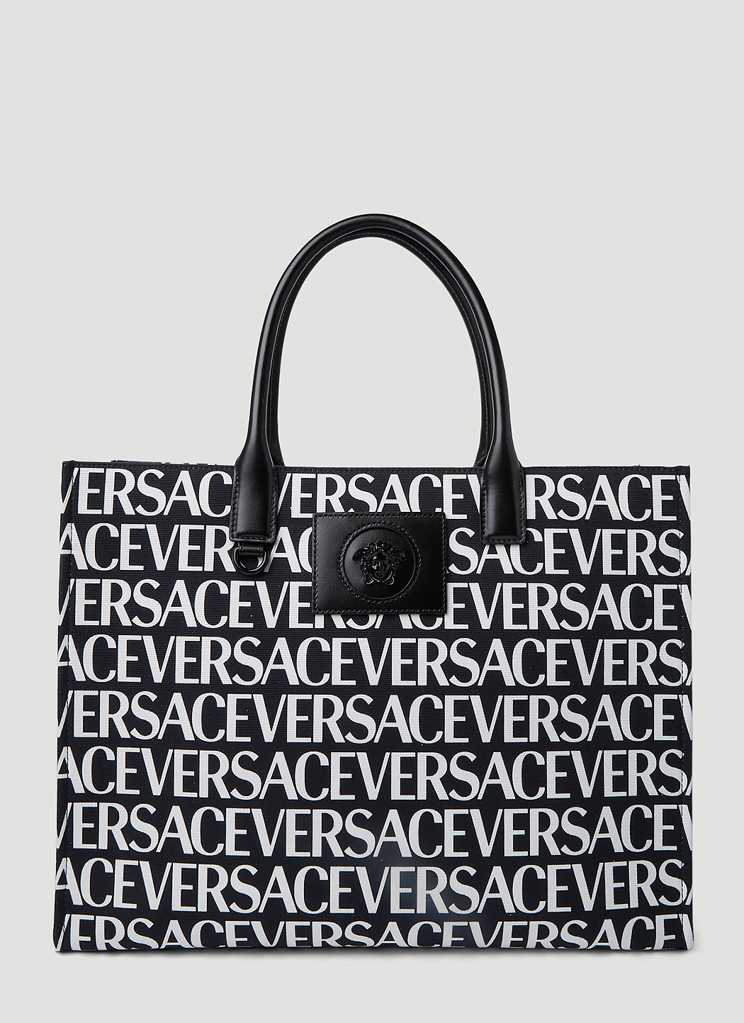 【VERSACE】 black cotton totes （関税送料込） Versace - La Medusa cotton canvas tote bag Versace
