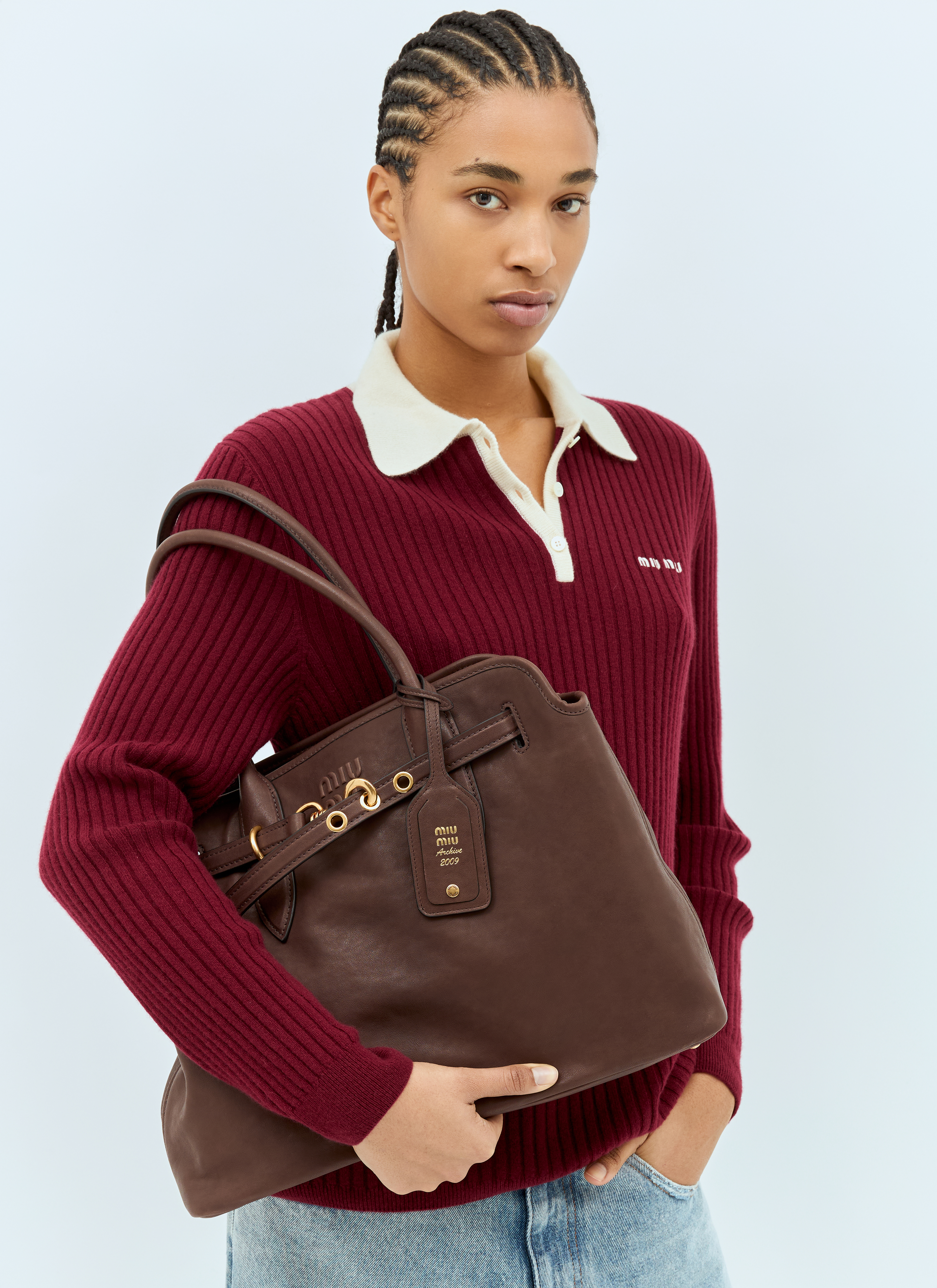 Miu Miu Women's' Medium Aventure Shoulder Bag in Brown | LN-CC®
