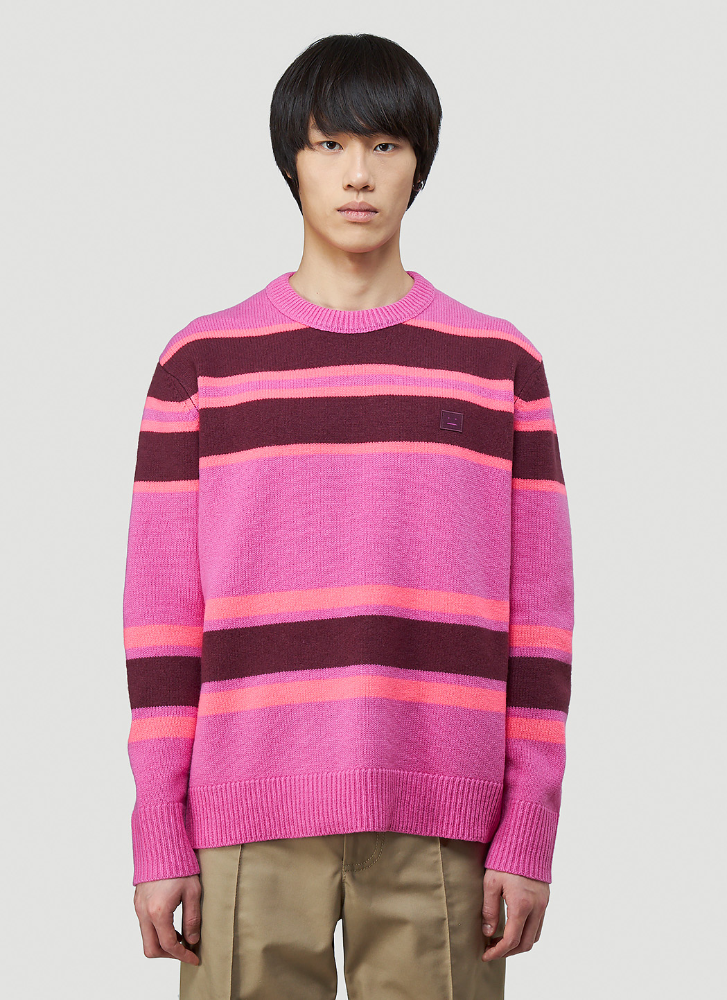 Acne Studios Unisex Striped Knit Sweater in Pink | LN-CC