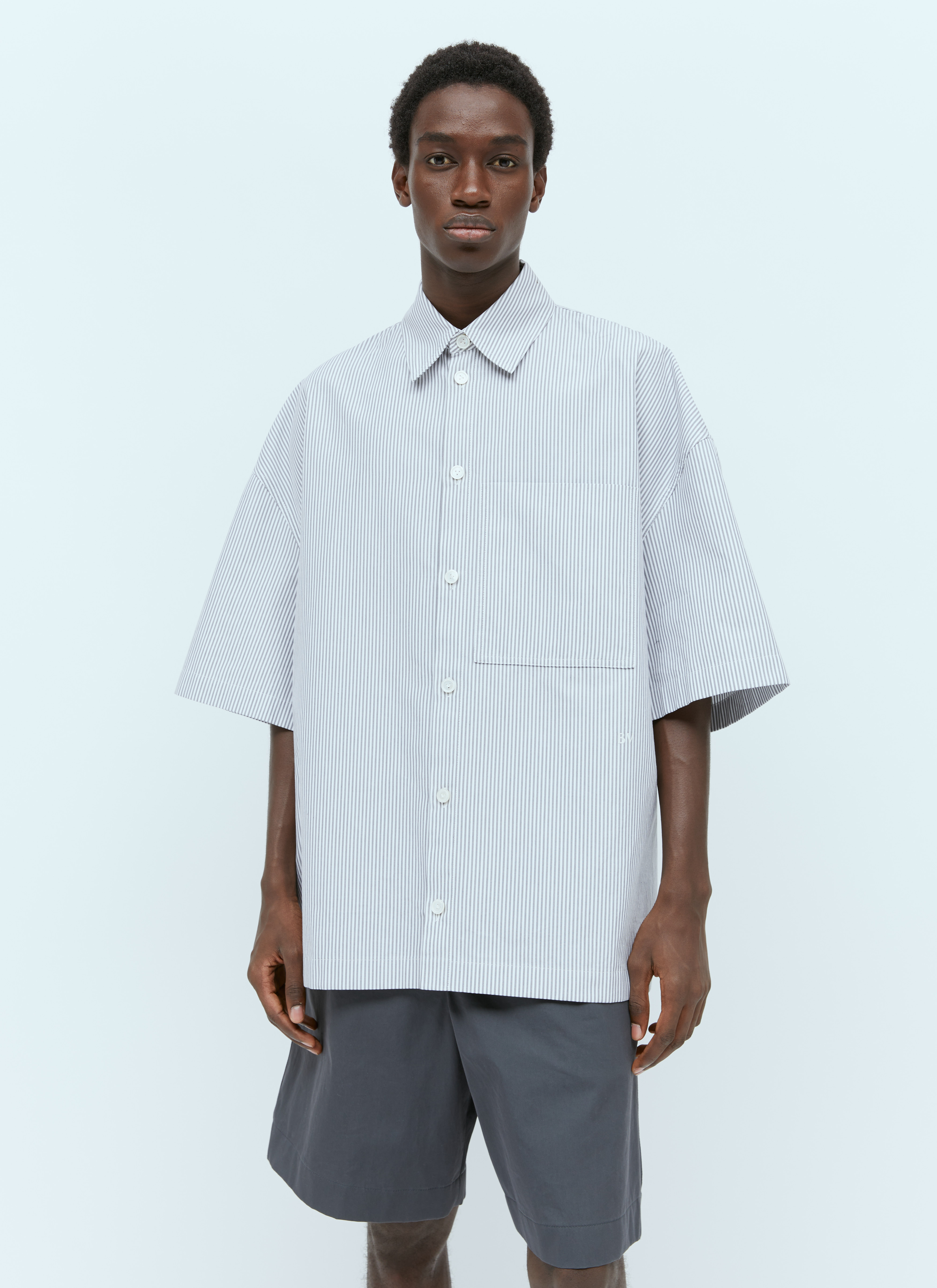Bottega Veneta Men's' Boxy Stripe Shirt in Grey | LN-CC®