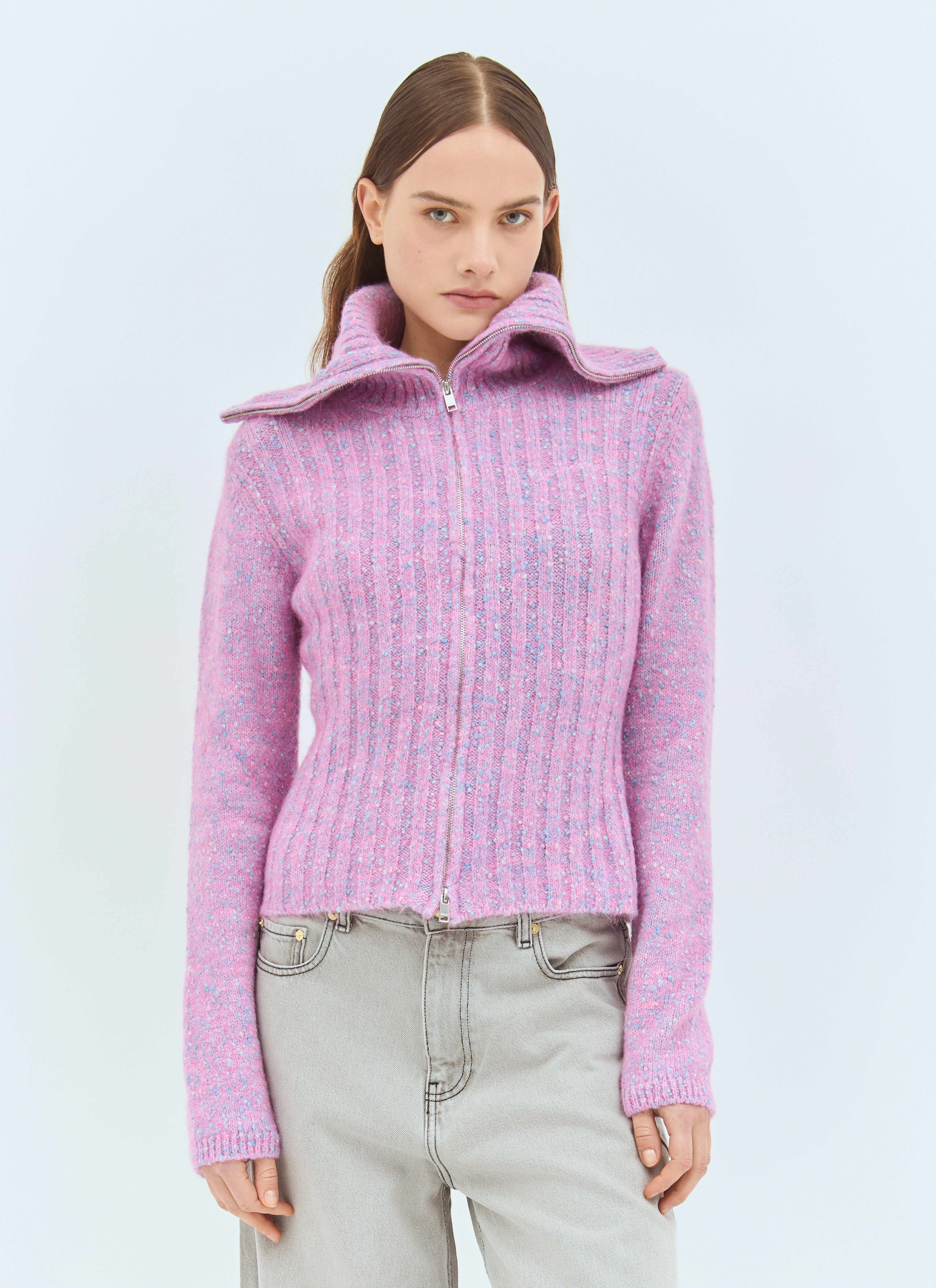 Ganni Highneck Zip Cardigan en Pink pour femme | LN-CC®