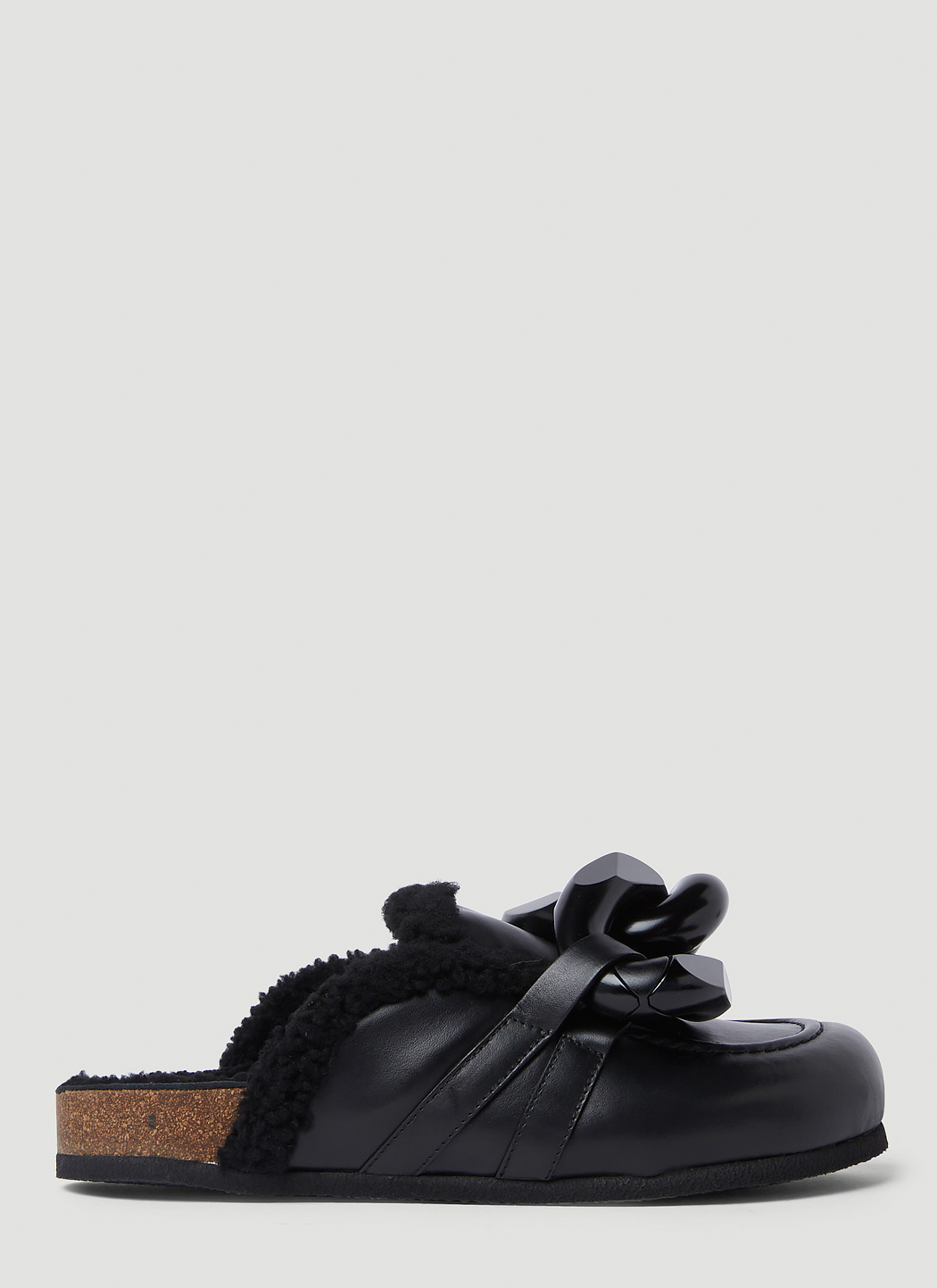 Jw Anderson Black Shearling Chain Loafers JW Anderson SHEARLING