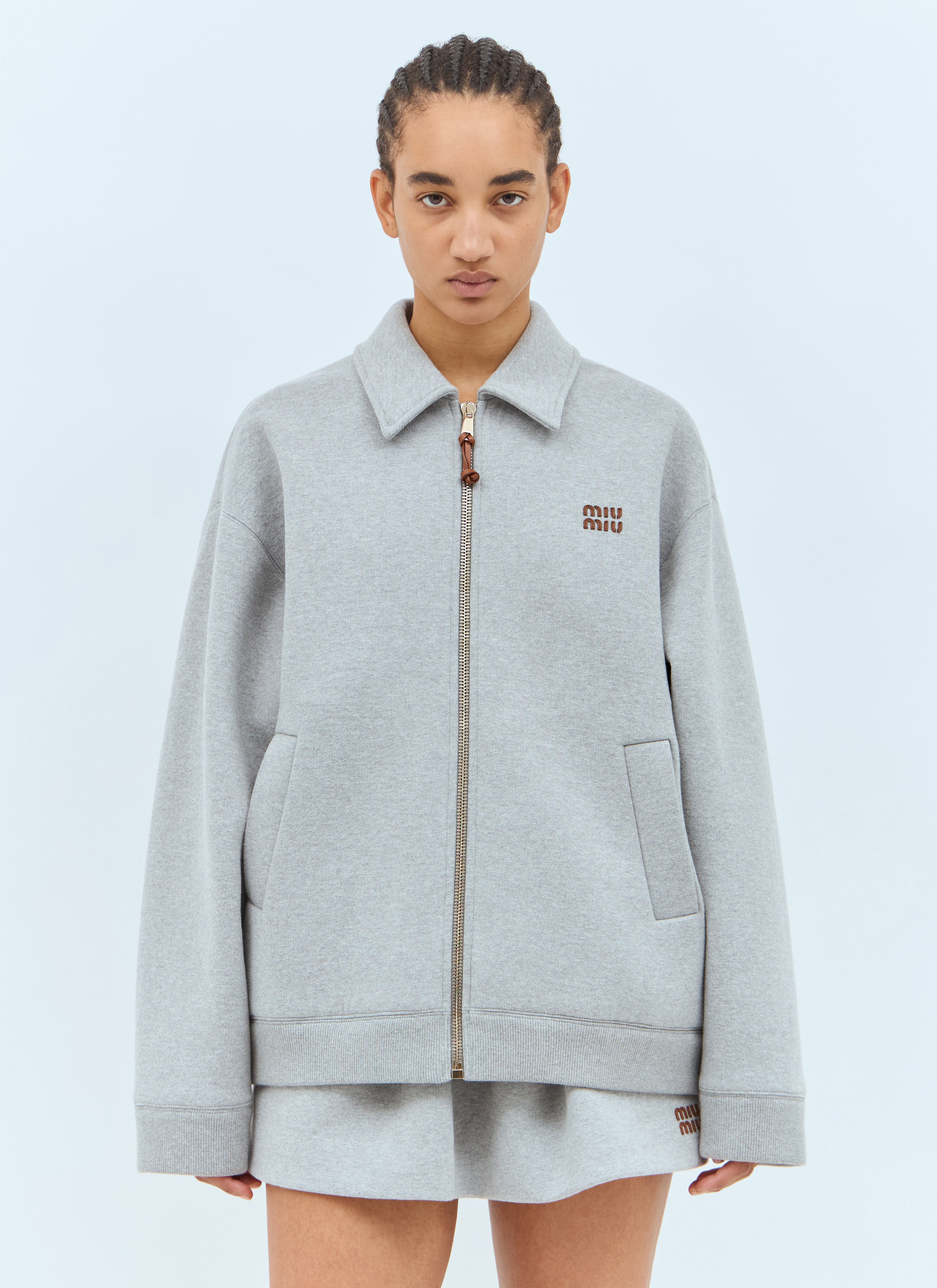 Miu Miu Jersey Zip-Up Jacket in Grey für Damen | LN-CC®