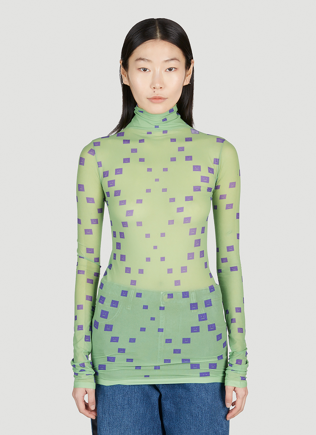 Diamond Face Logo Mesh Top