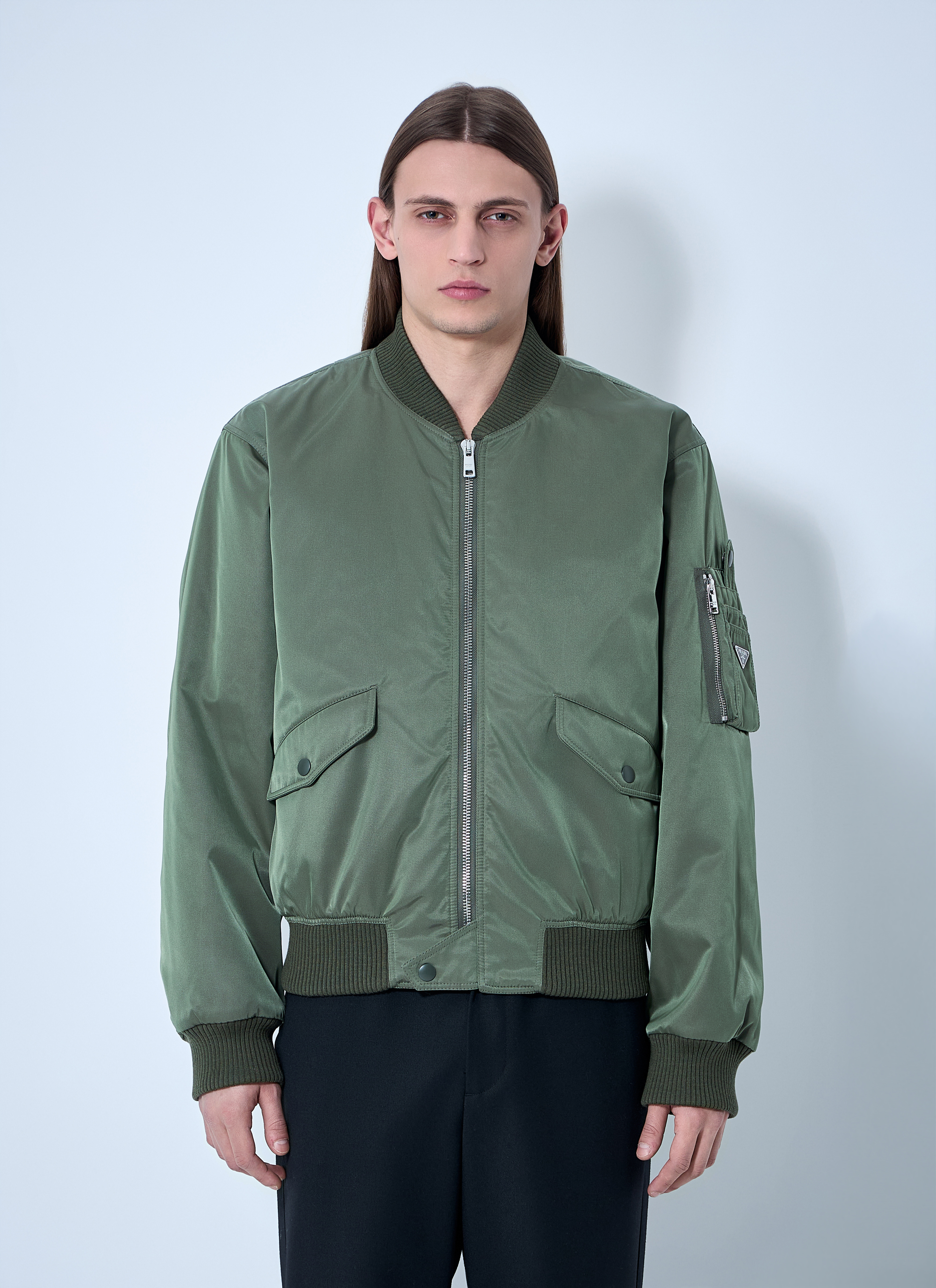 Prada Men's' Re-Nylon Bomber Jacket in Khaki | LN-CC®