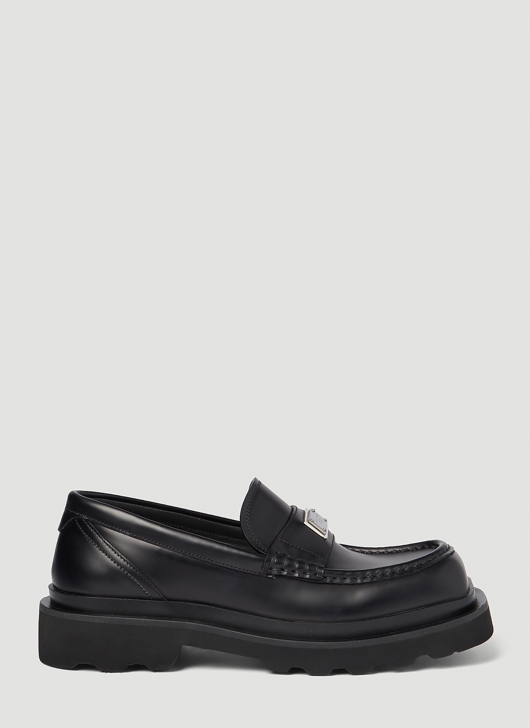 Dolce & Gabbana Women's' Logo Plaque Brushed Leather Loafers