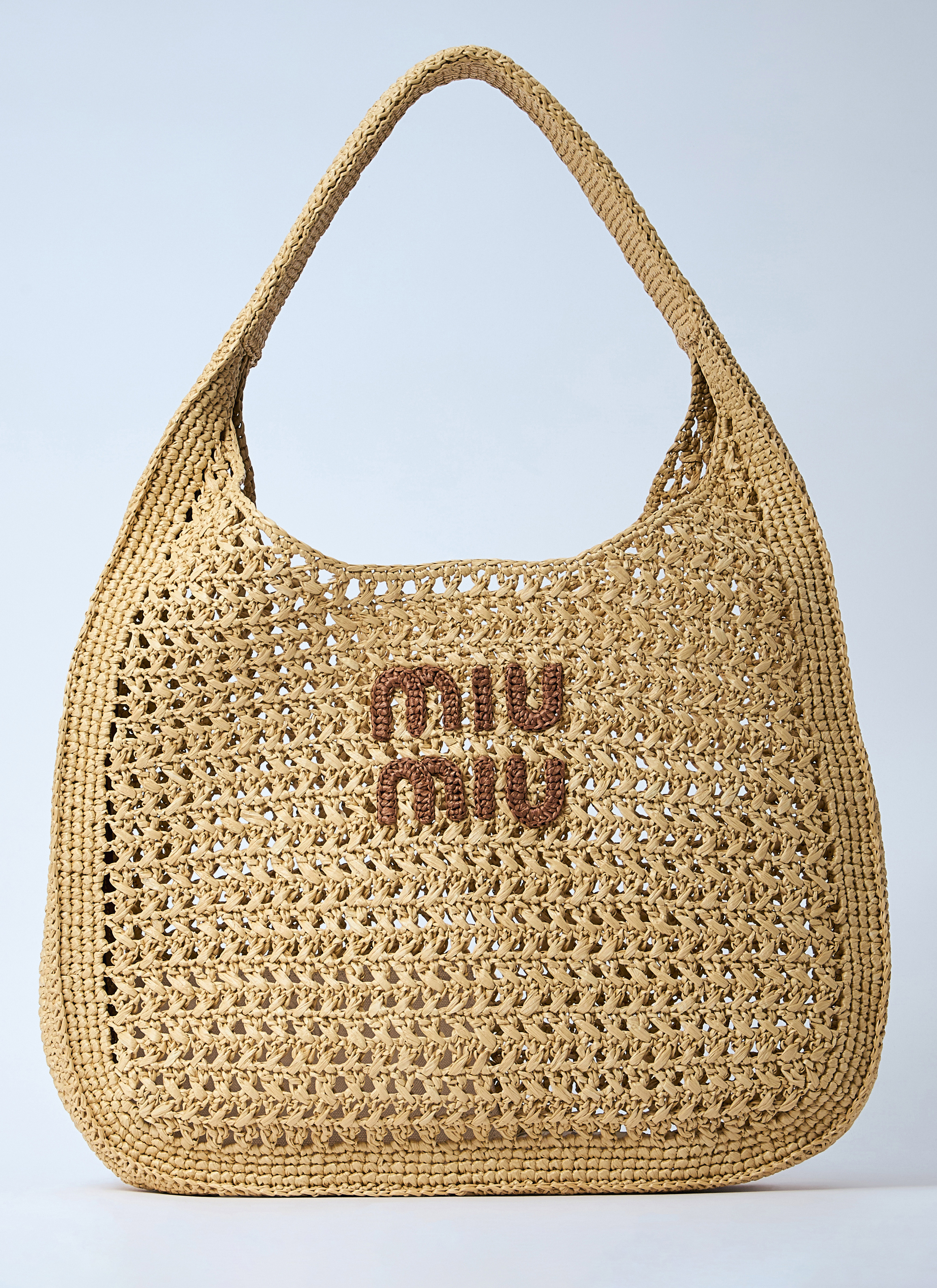 Miu Miu Women's' Logo Motif Crochet Shoulder Bag in Natural | LN-CC®