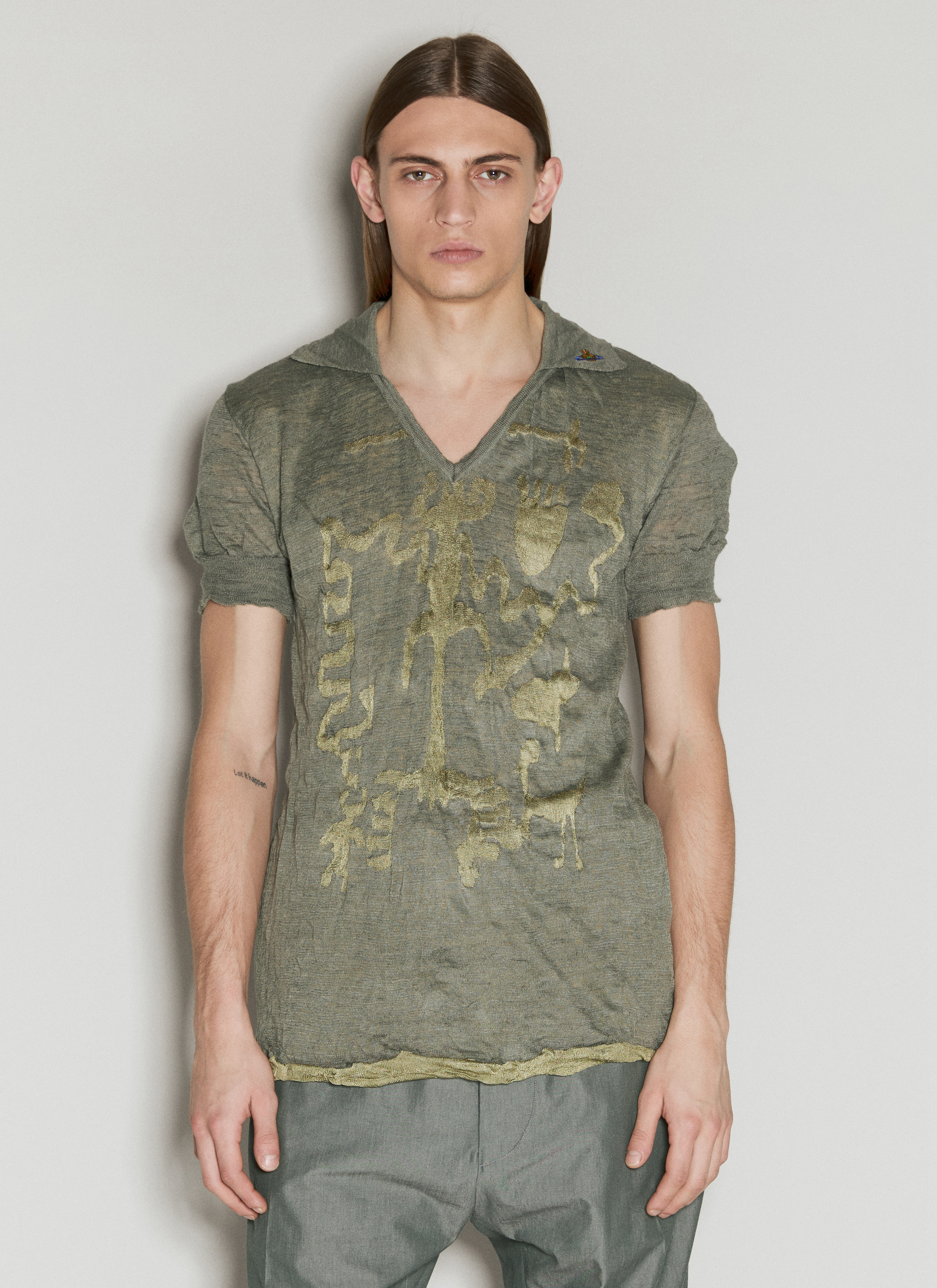 Vivienne Westwood Men's' Caveman Knit Polo Top in Grey | LN-CC®