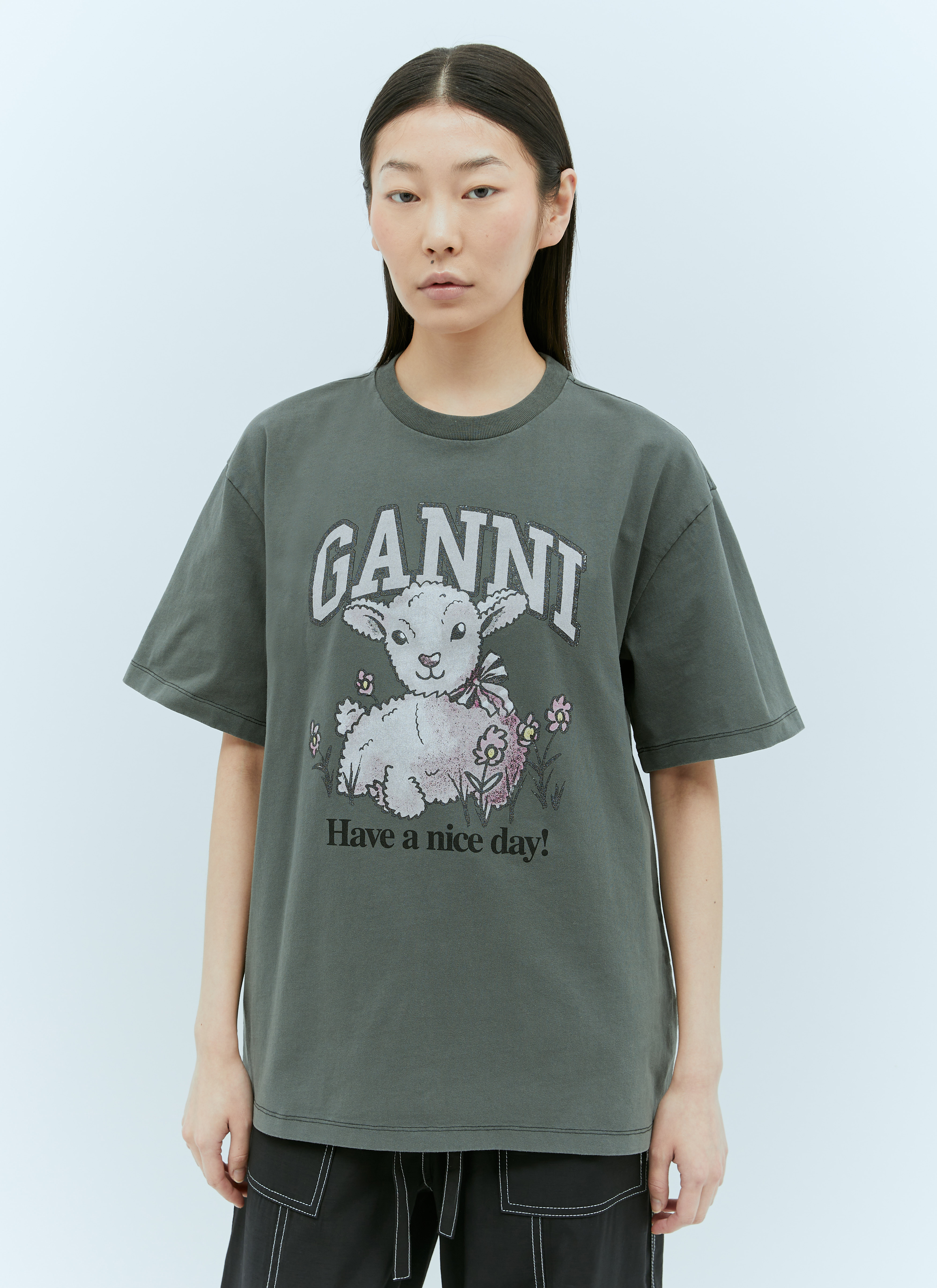 GANNI Women's' Future Heavy Lamb T-Shirt in Grey | LN-CC®
