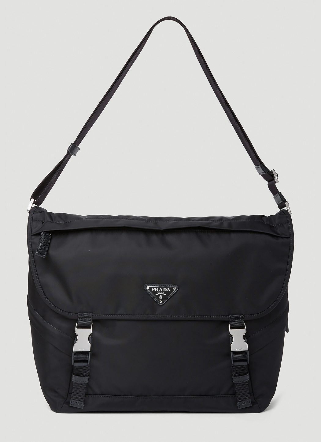 Prada Men's Logo Plaque Messenger Crossbody Bag in Black | LN-CC®