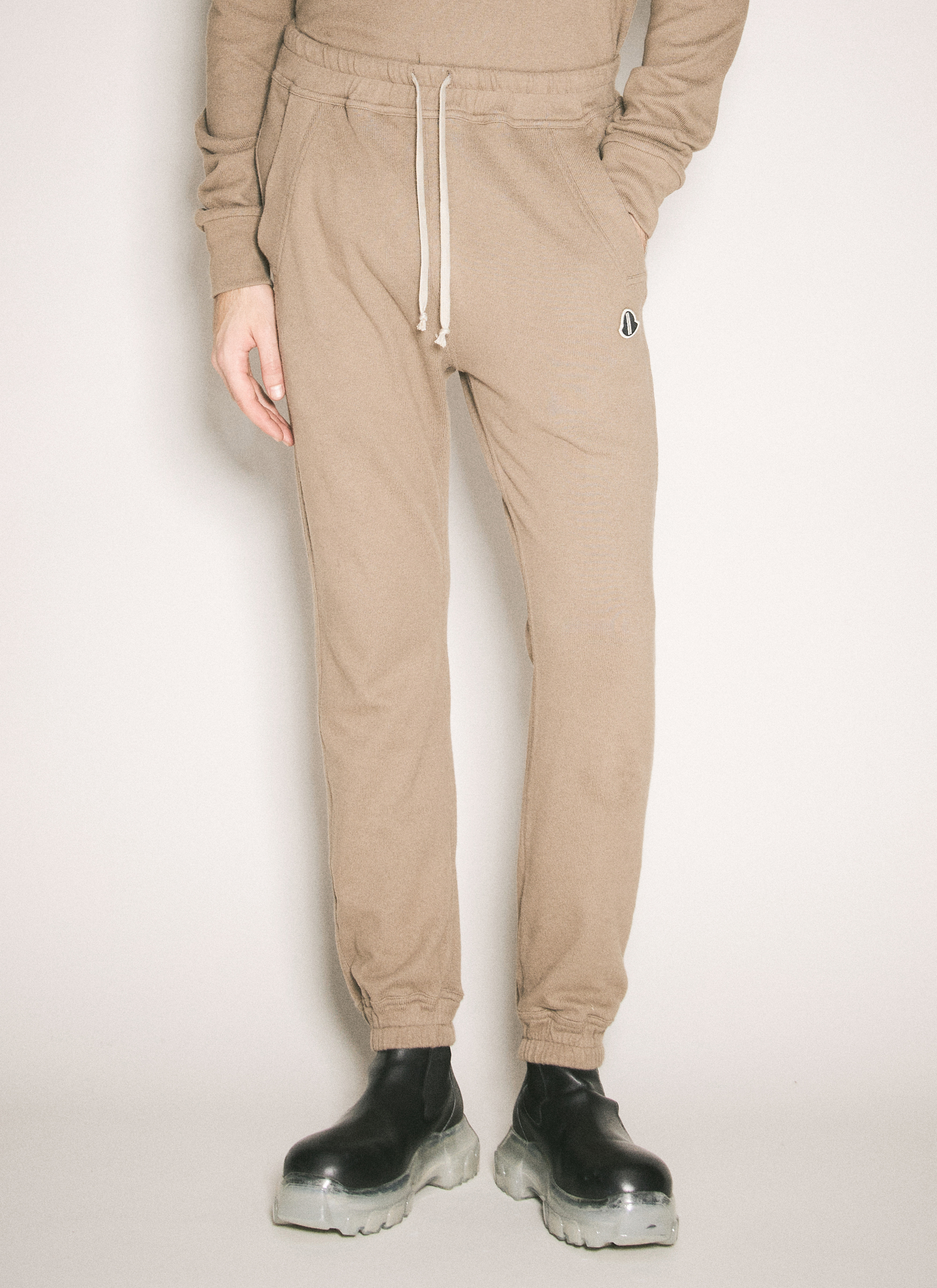 【RICK OWENS】 コットンニットトラックパンツ ベージュ MONCLER Moncler x Rick Owens レディース コットンニットトラックパンツ