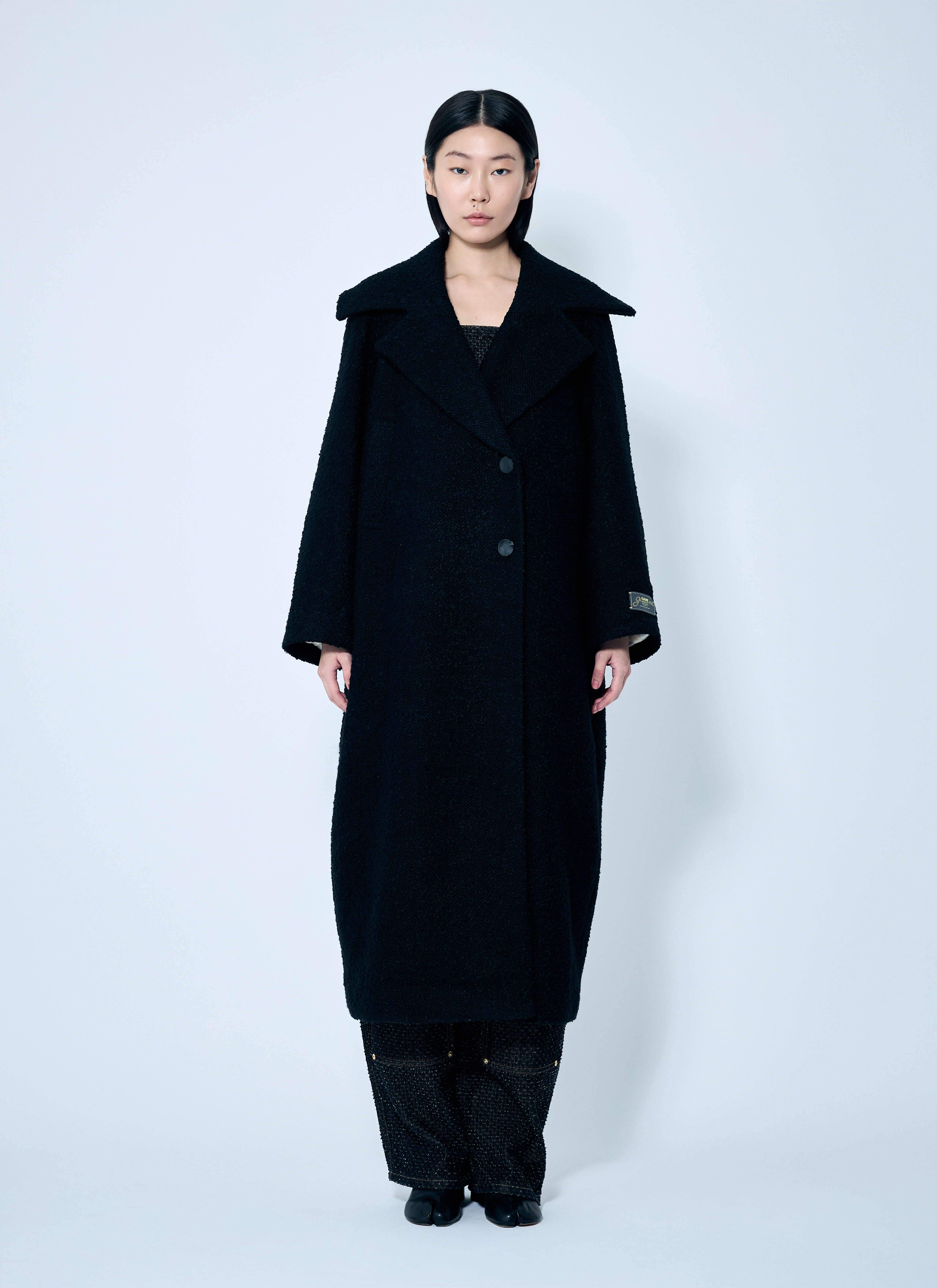 GANNI Women's' Boucle Wool Coat in Black | LN-CC®