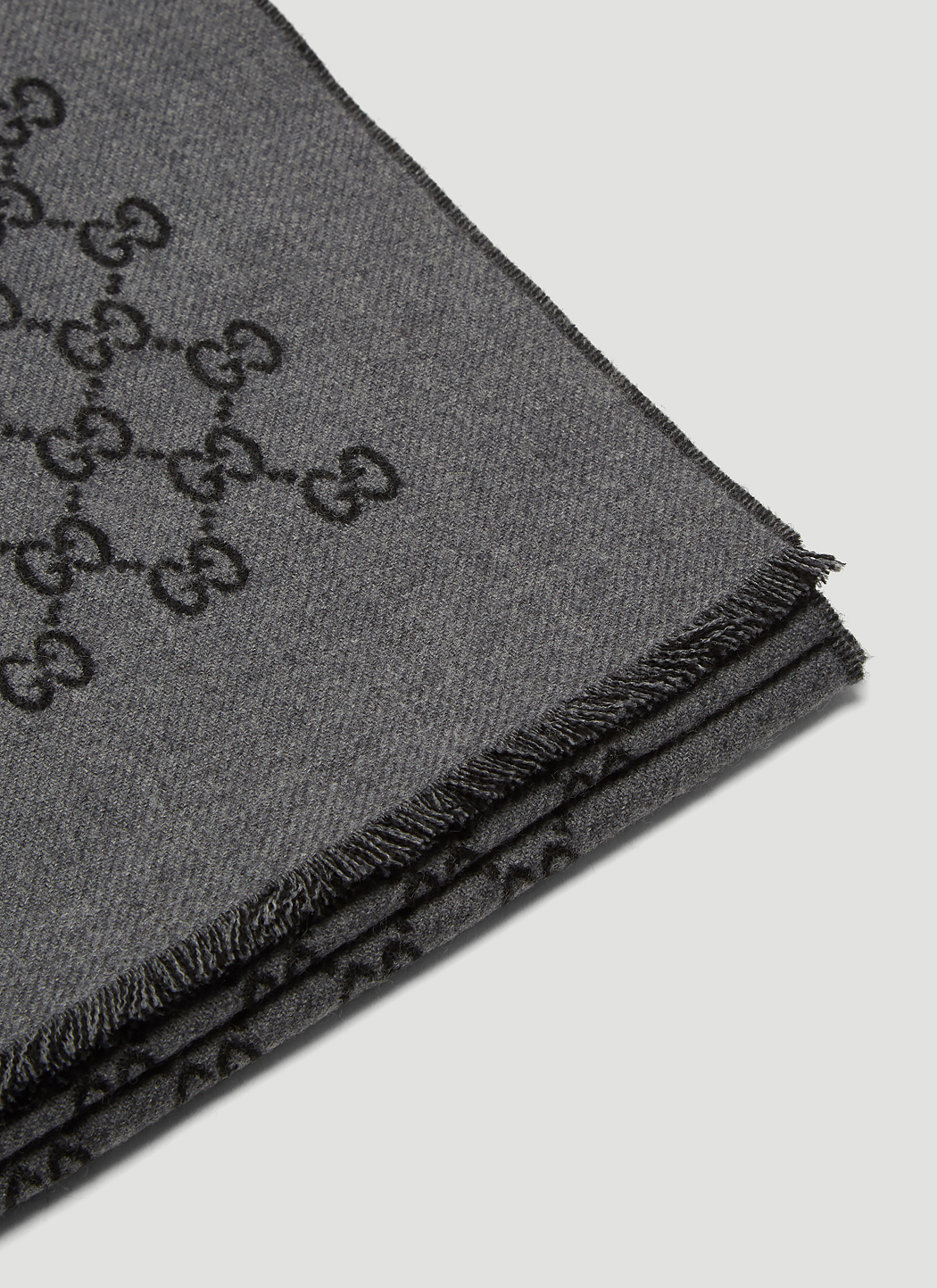 Double jacquard GG wool scarf — Anthracite/black — foto 4
